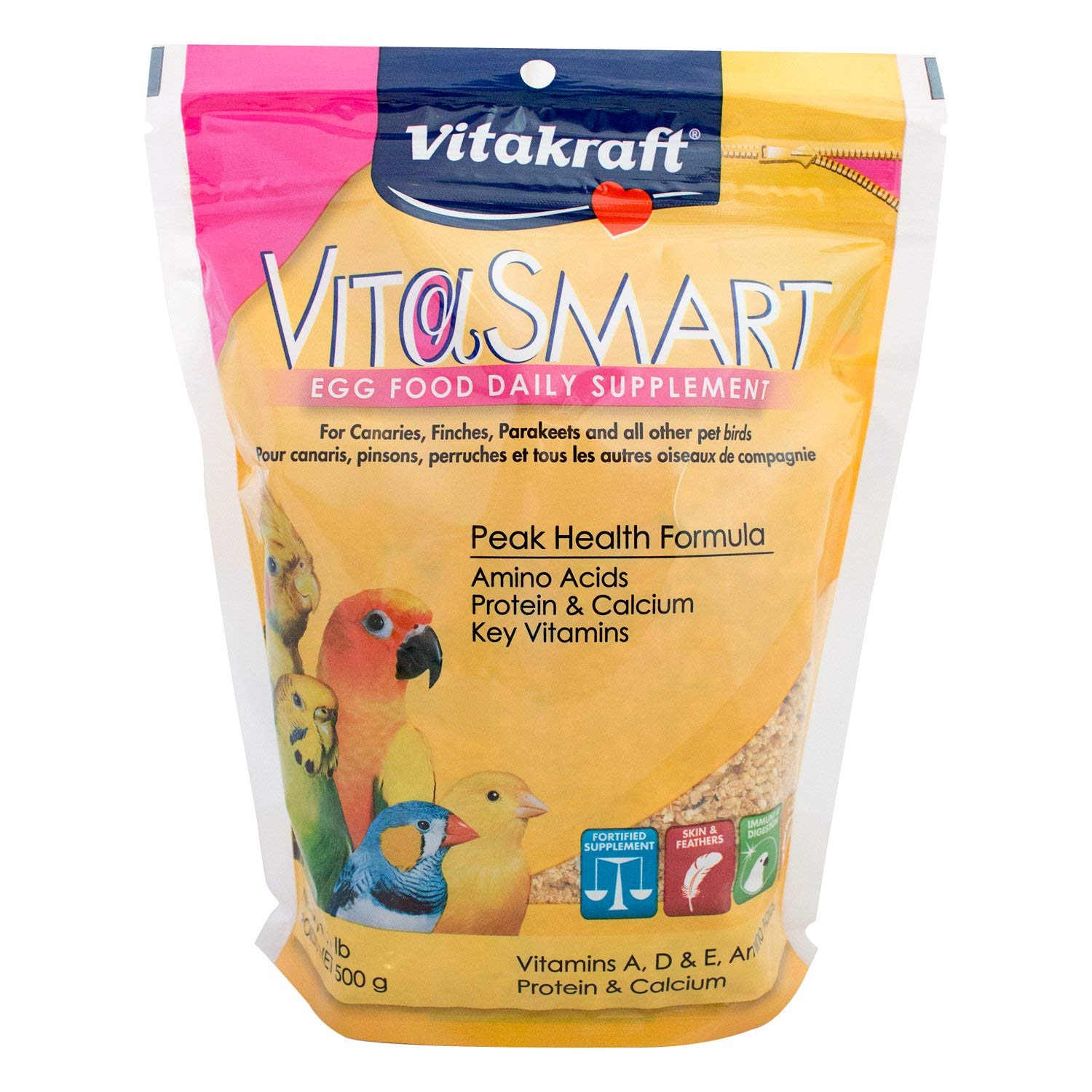 Vitakraft VitaSmart Egg Food for Birds - Daily Supplement for Parrots, Parakeets, Cockatiels, and Canaries - Bird Calcium Supplement 1.1 Pound (Pack of 1)