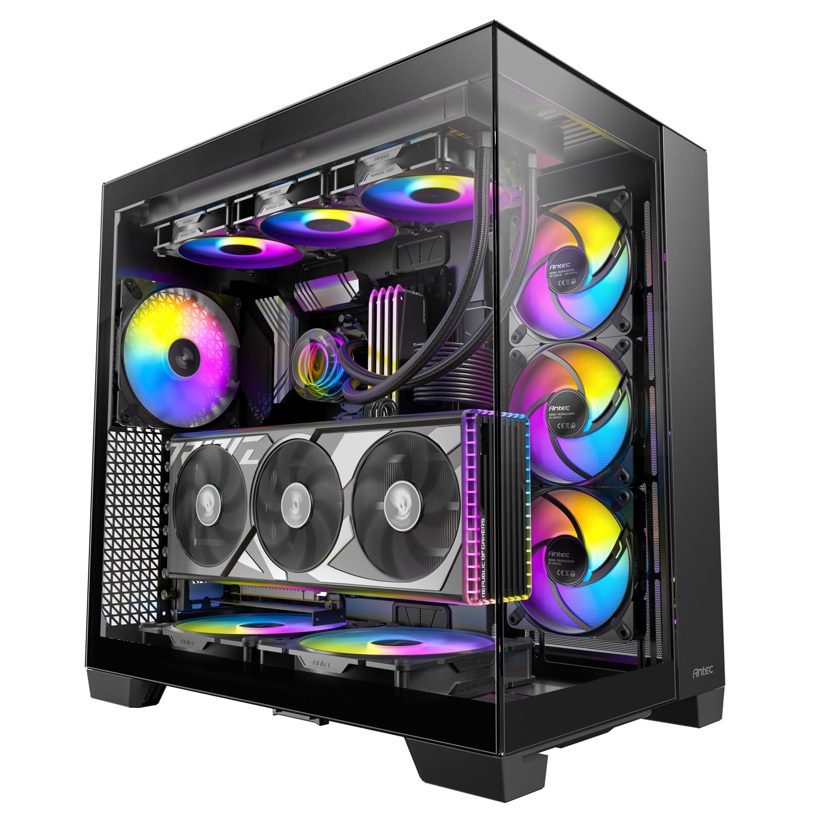 Antec C8 ARGB, 2X TQR 160mm & 1x TQ 140mm ARGB PWM Fans Included,Dual-Chamber Layout, Type-C, 360mm Radiator Support, Seamless TG Front & Side Panels, RTX 40 Compatible, Full-Tower E-ATX PC Case