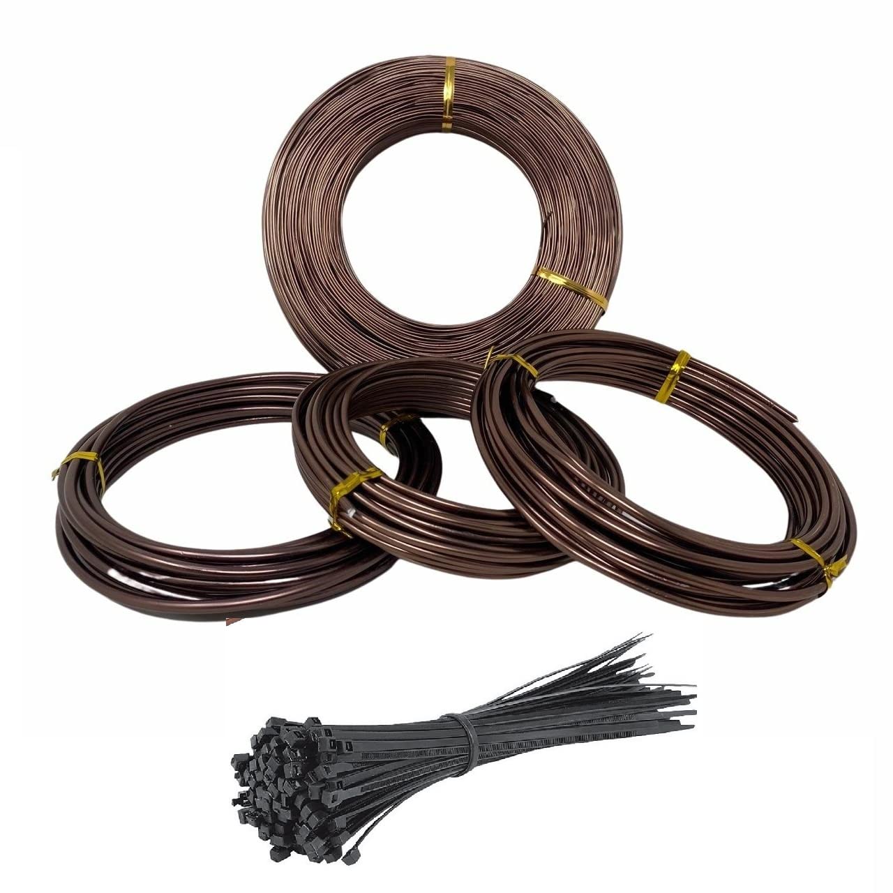 ART IFACT 100 Feets Anodized Aluminium Wire of 1mm, 1.5mm & 2mm and 100 Pieces of Cable Ties - Bonsai Training Wire, Craft Wire (33.3 Feets Each 1mm, 1.5mm & 2mm)