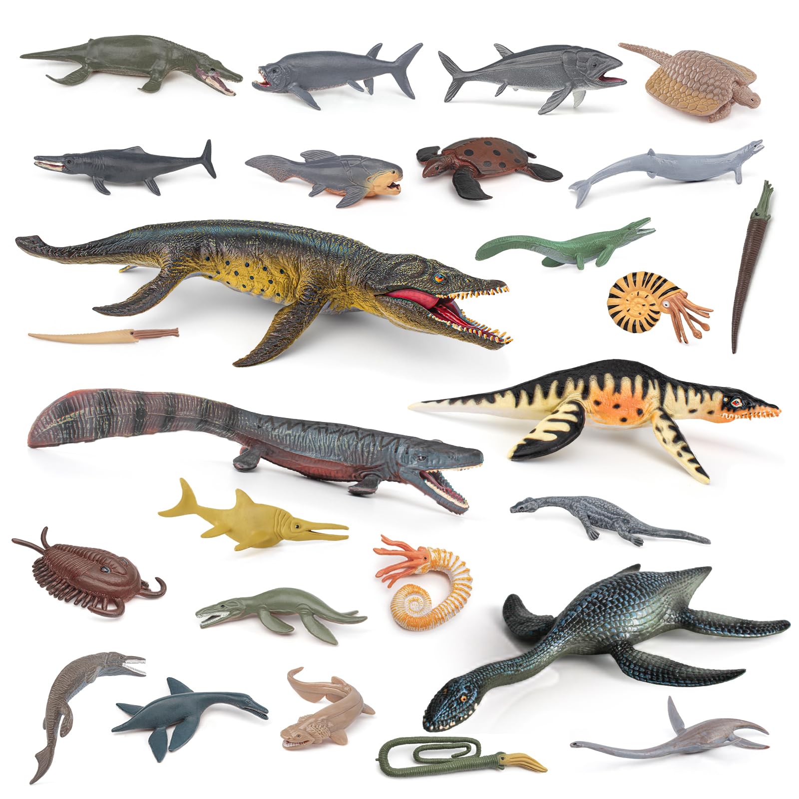 26PCS Prehistoric Sea Creatures Toys for Kids Ancient Sea Animals Toy Set 4 Inch Marine Animal Figures Cake Topper Girls Boys Kids Toddlers