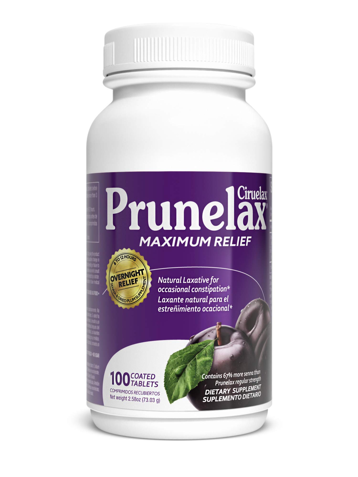 Prunelax Ciruelax Maximum Relief Natural Laxative for Occasional Constipation, 100 Tablets