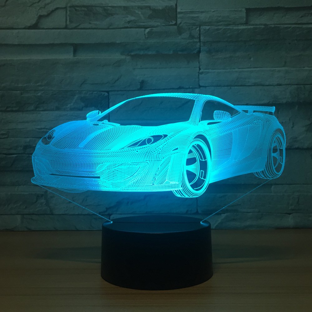 Cool Car Acrylic 3D Hologram Lamp 7 Color Change Night Light Baby Touch Switch Colored Lights LED USB Desk lamp Atmosphere lamp