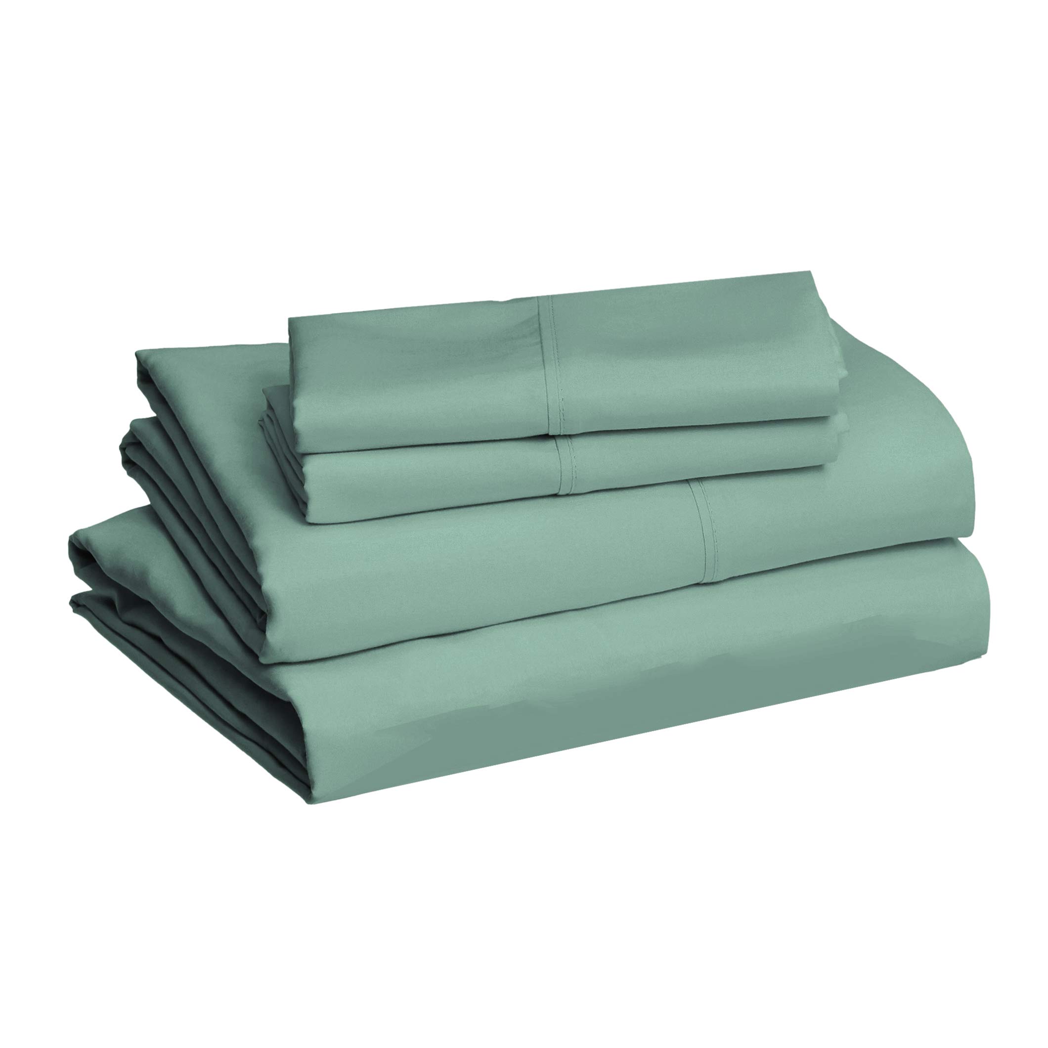 Amazon Basics Lightweight Super Soft Easy Care Microfiber 4-Piece Bed Sheet Set with 35.56 CM Deep Pockets, King, Emerald Green, Solid