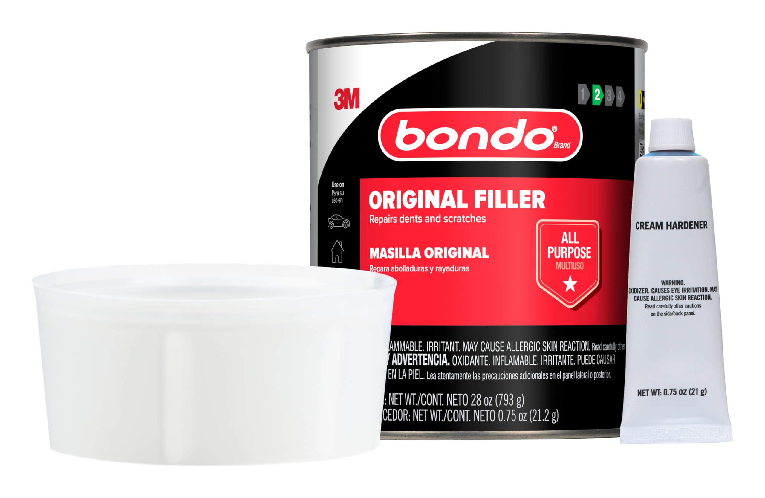 Bondo Body Filler, Original Formula for Fast, Easy Repair & Restoration for Your Vehicle, 00262, Filler 1.57 lb and Hardener 0.75 oz, 1 Can