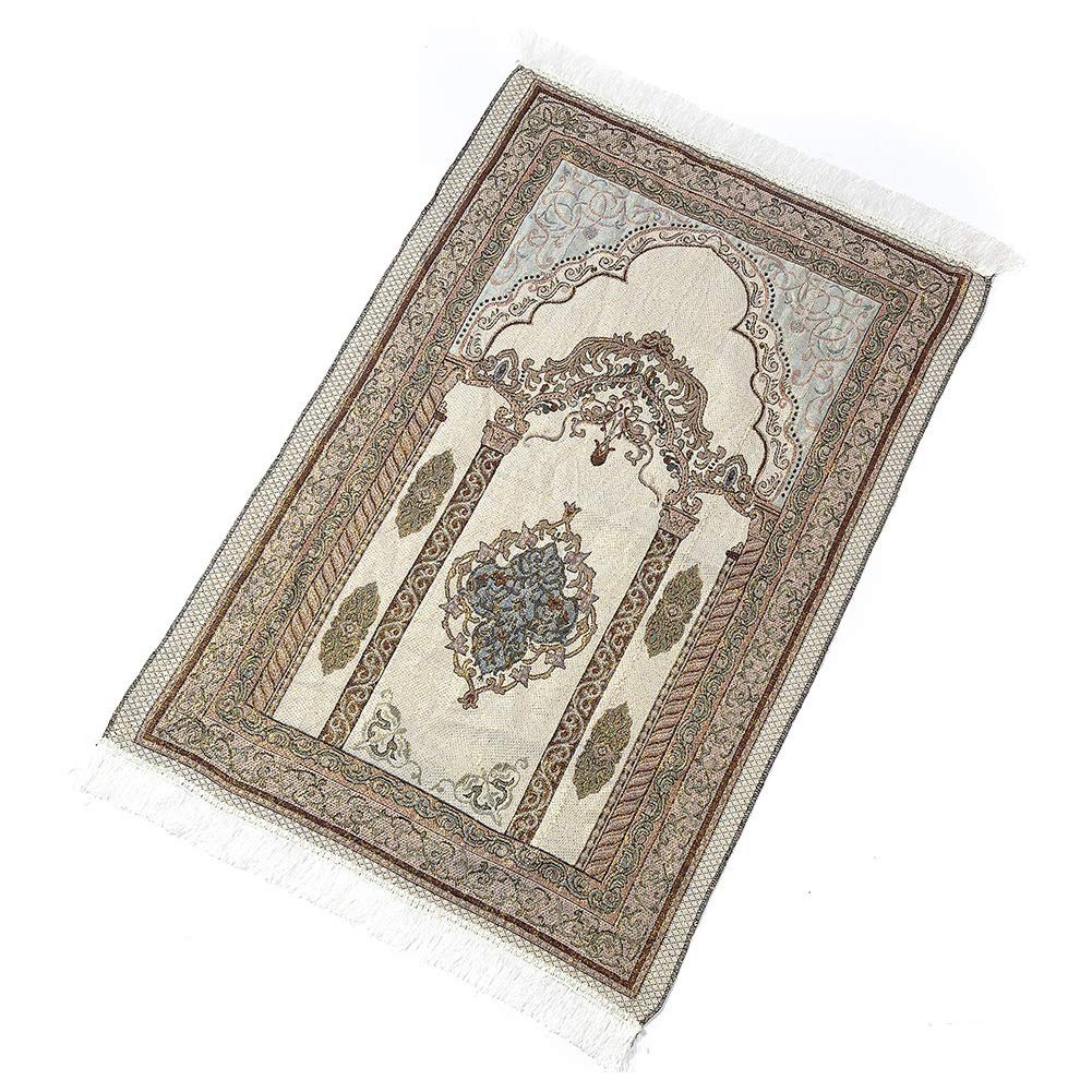 MOVKZACV Portable Prayer Mat,Soft Muslim Prayer Rug Men Women,Islamic Praying Mat,Turkish Prayer Carpet,Prayer Carpet Mat Muslim for Men and Women(size:110cm x 65cm)