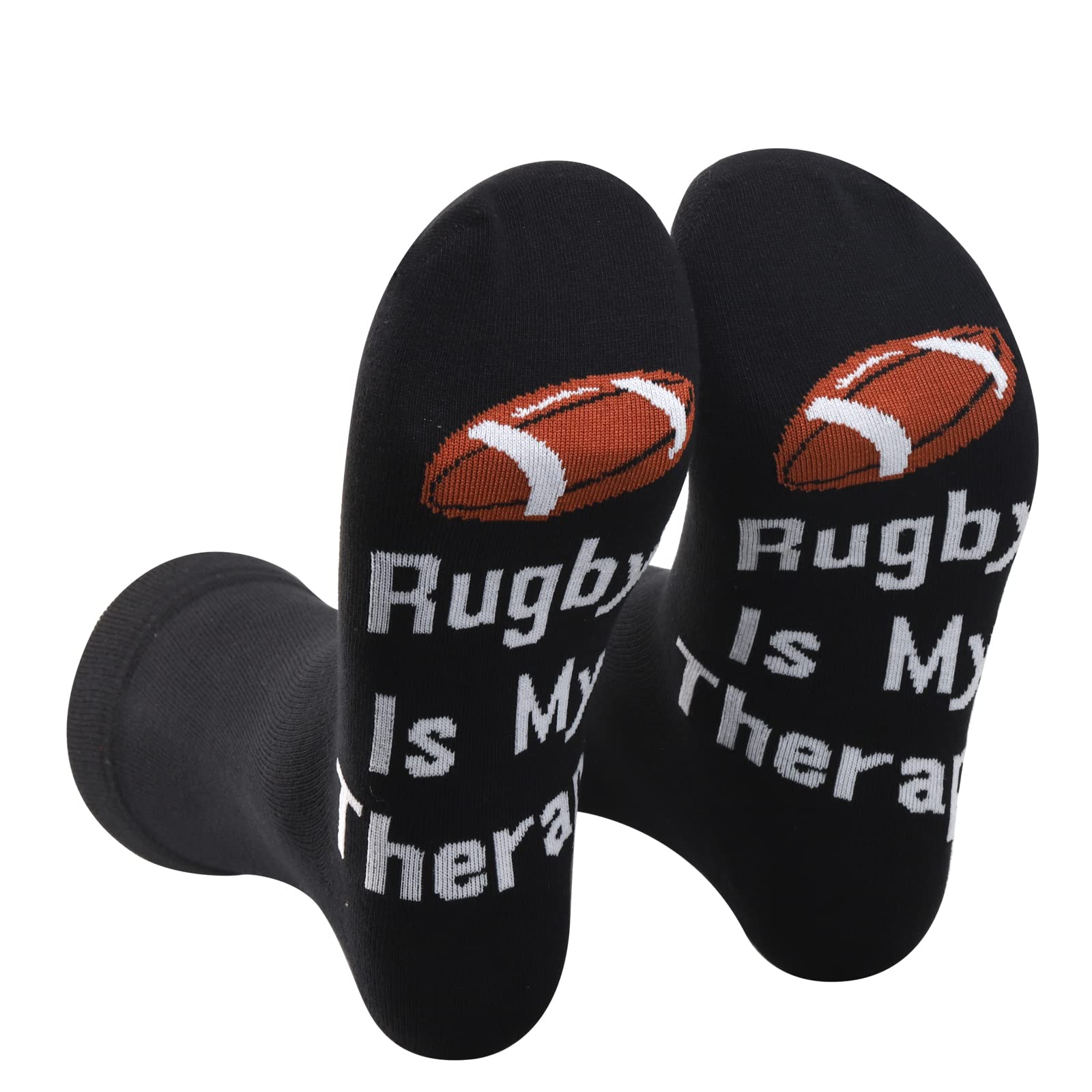 PXTIDY 2 Pairs Rugby Lover Socks Rugby Player Gifts Rugby Is My Therapy Novelty Socks Rugby Team Rugby Gifts