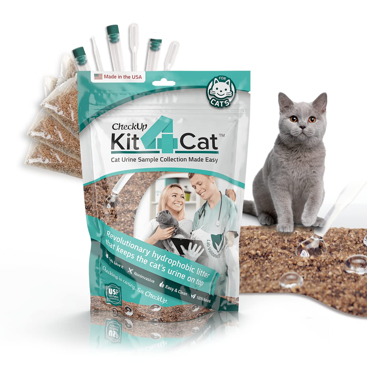 KIT4CAT2lb Hydrophobic Litter at Home Cat Urine Sample Collection Kit 1 bag