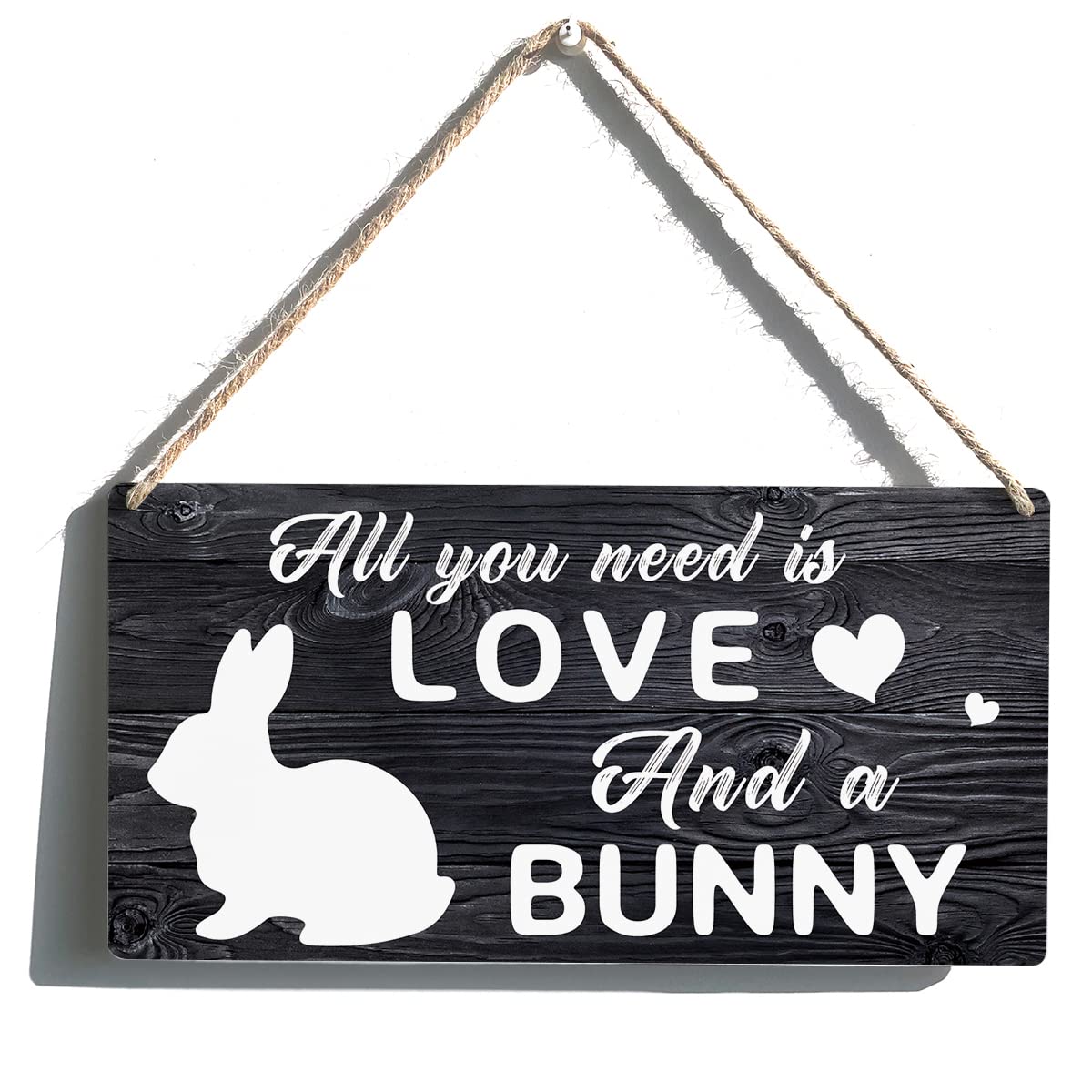 Bunny Sign Gift Farmhouse All You Need Is Love and a Bunny Wooden Hanging Sign Rustic Wall Art Home Decoration 12 x 6 "