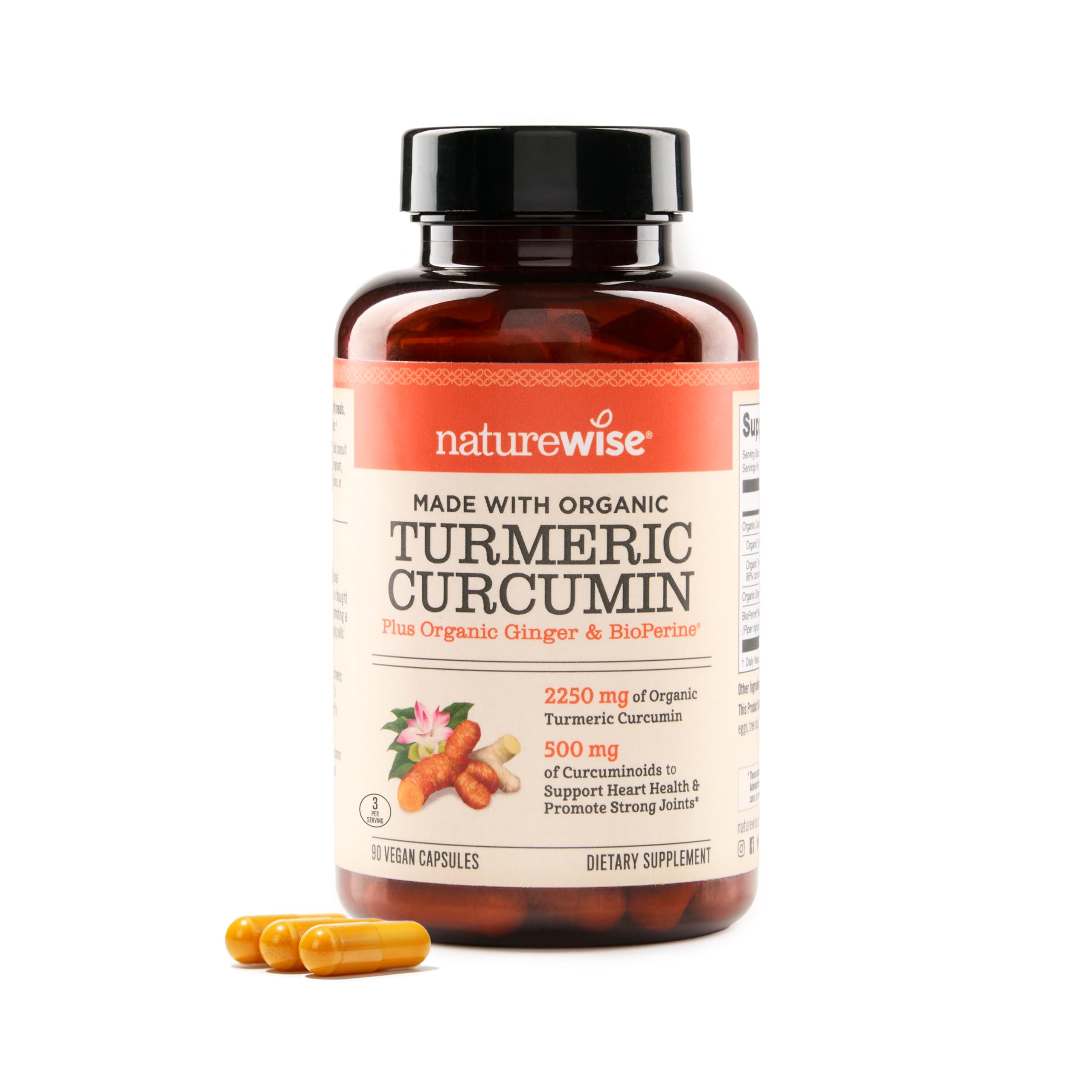 NatureWise Curcumin Turmeric 2250mg | 95% Curcuminoids & BioPerine Black Pepper Extract | Advanced Absorption for Cardiovascular Health Joint Support | Gluten Free Non-GMO [1 Month Supply - 90 Count]