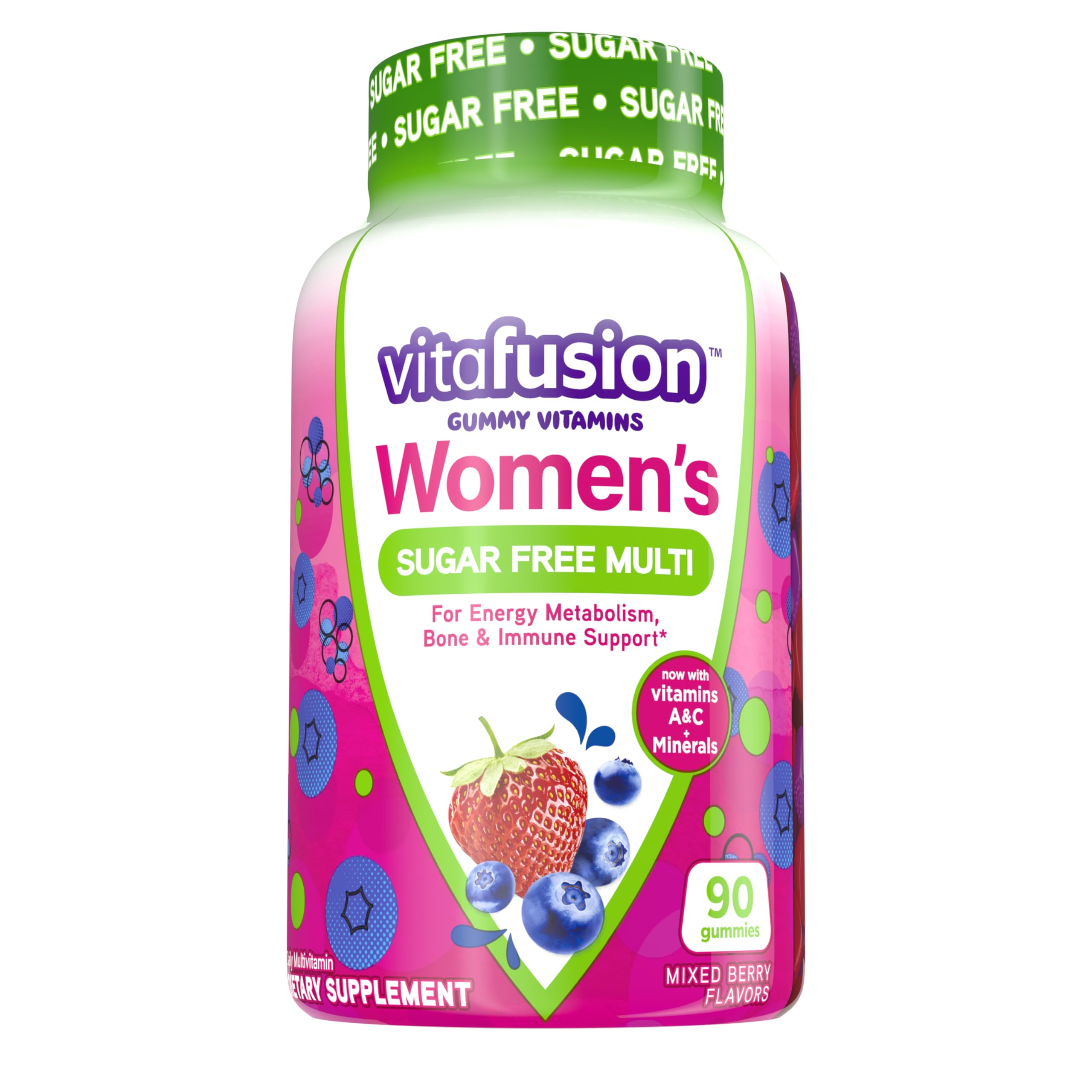 Vitafusion Women’s Sugar Free Daily Multivitamin Supplement, Keto Diet Friendly Adult Gummy Vitamin for Energy, Bone & Immune Support*, 90 Count