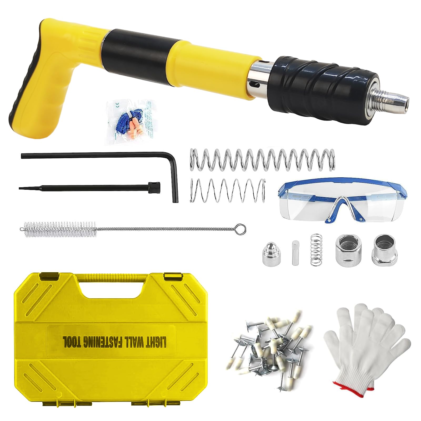 5 Gears Manual Mini Nail Gun, 120Pcs Round Nails, Concrete Nail Gun, Mini Portable Nail Shooting Machine with Safety Glasses, Silencing Riveting Tool for Cement Wall/Household Woodworking