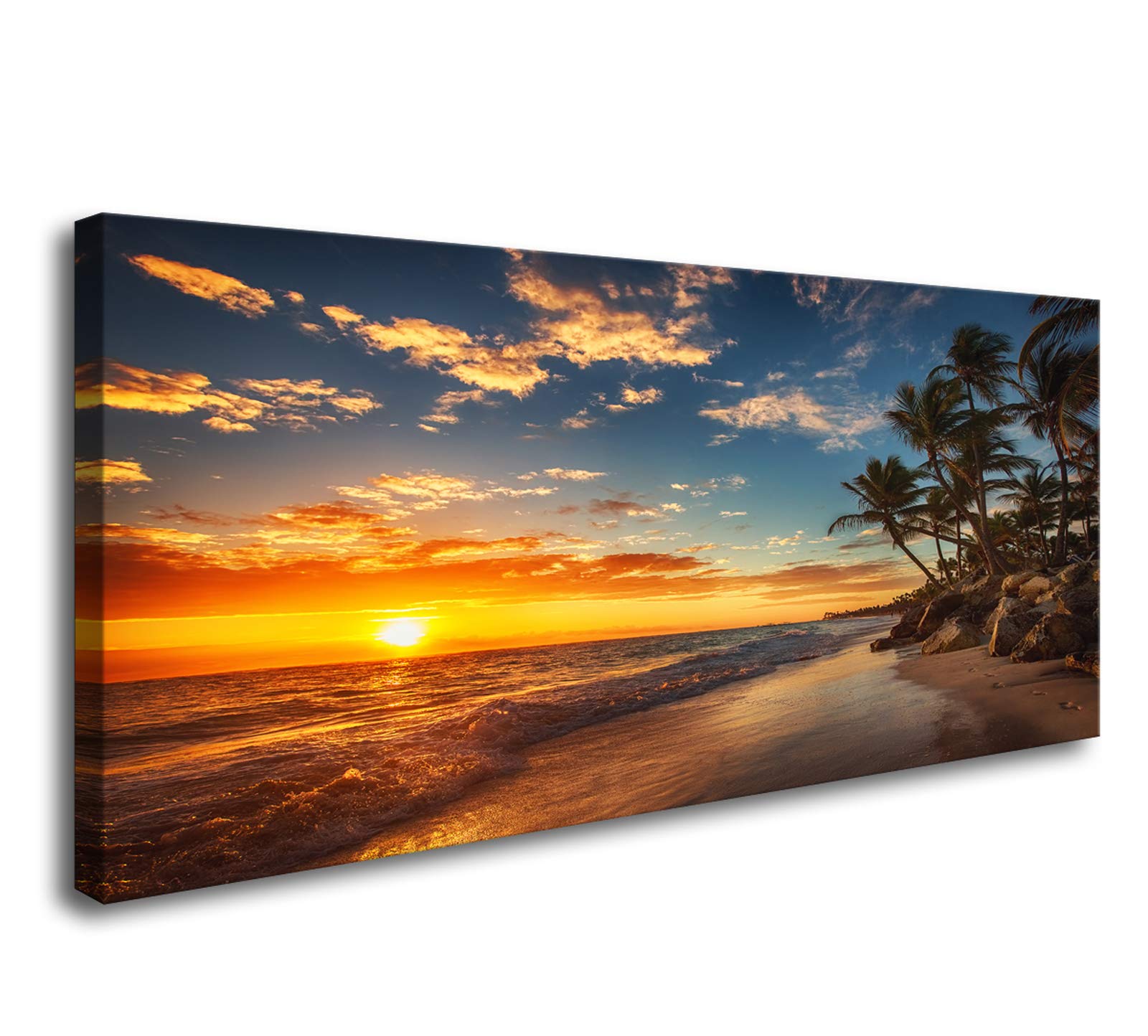 DZL Art S74750 Canvas Painting Print Paradise Tropical Island Beach with Palms Photograph Print Nature Pictures Wall Art Canvas Prints Painting for Living Room Bedroom Decor Office Wall Decor