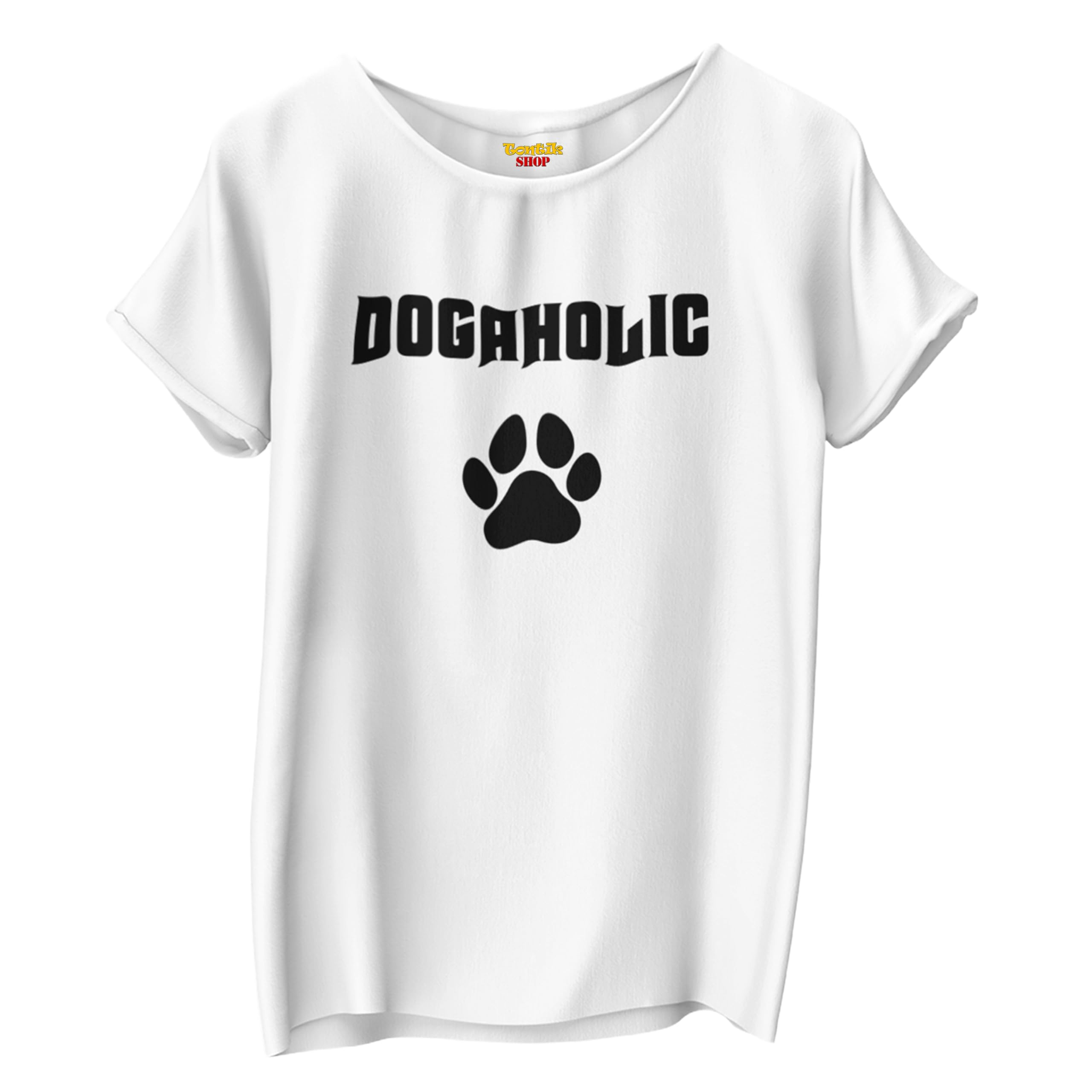 tontik shopDOGAHOLIC - TontikShop Handmade Dog and Cat Lover T-Shirt Series - Funny Pet T-Shirts - Art Print Shirt (S)