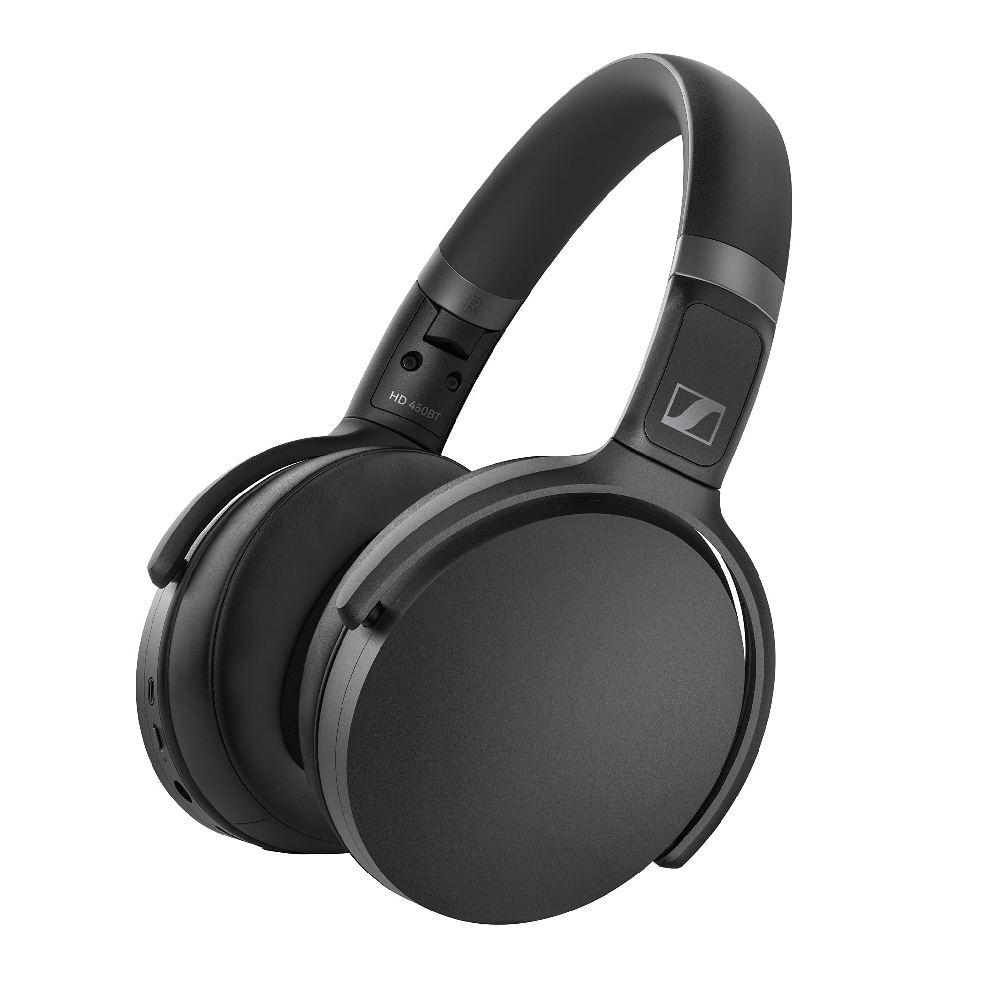 SennheiserConsumer Audio HD 450BT Bluetooth 5.0 Wireless Headphone with Active Noise Cancellation - 30-Hour Battery Life, USB-C Fast Charging, Virtual Assistant Button, Foldable - Black