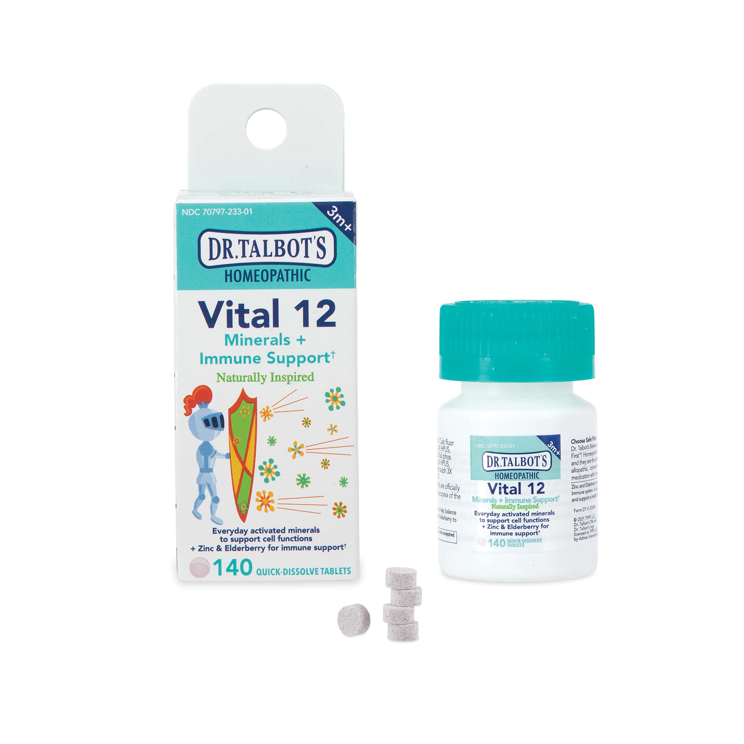 Dr. Talbot's Vital 12 Tablets, Naturally Inspired, Minerals and Immune Support, Quick Dissolve, 140 Count