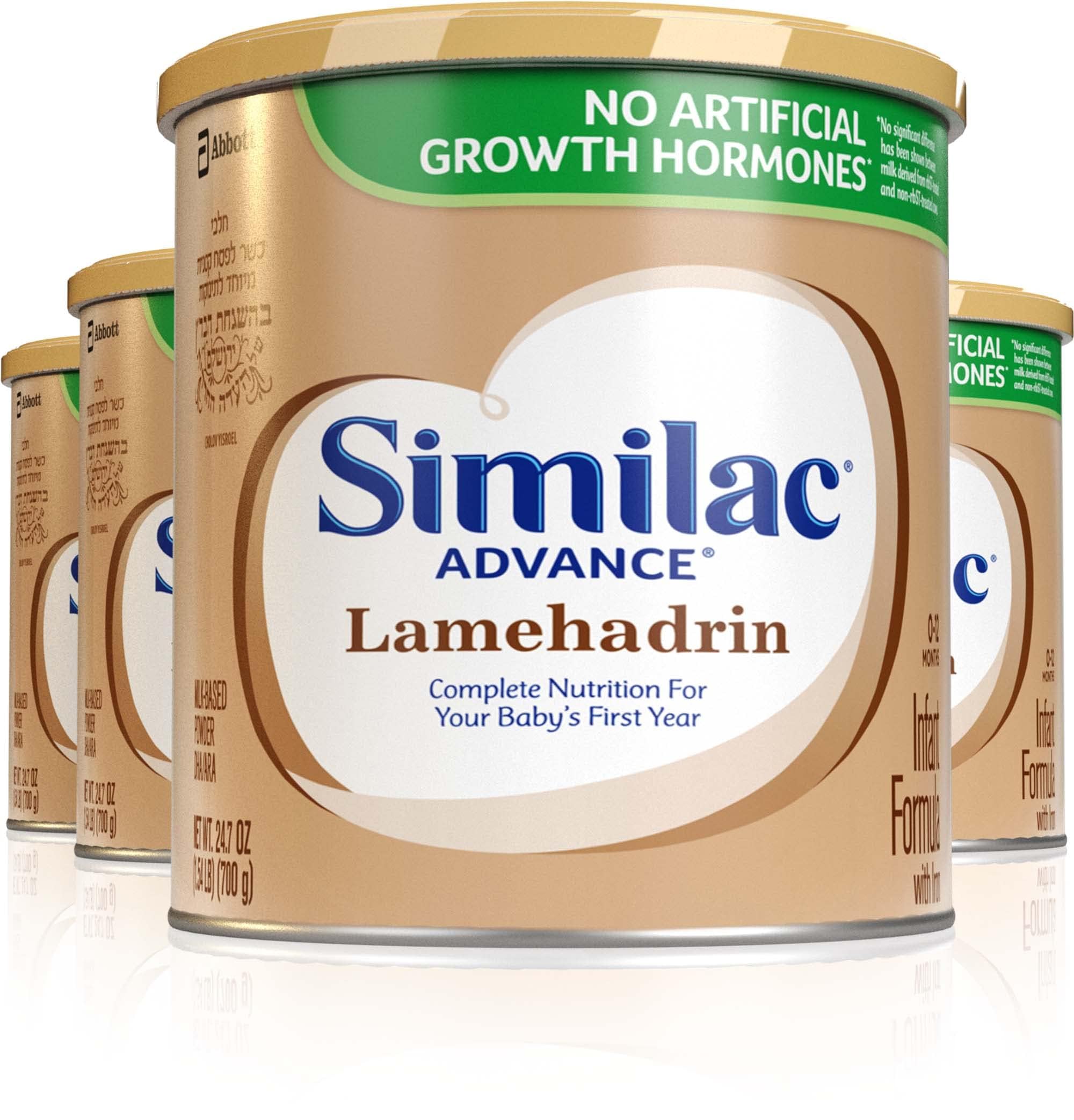 SimilacLamehadrin Badatz-certified Advance Infant Formula with Iron, 24.7 ounce (4 Pack) Certified Kosher Baby Formula Powder