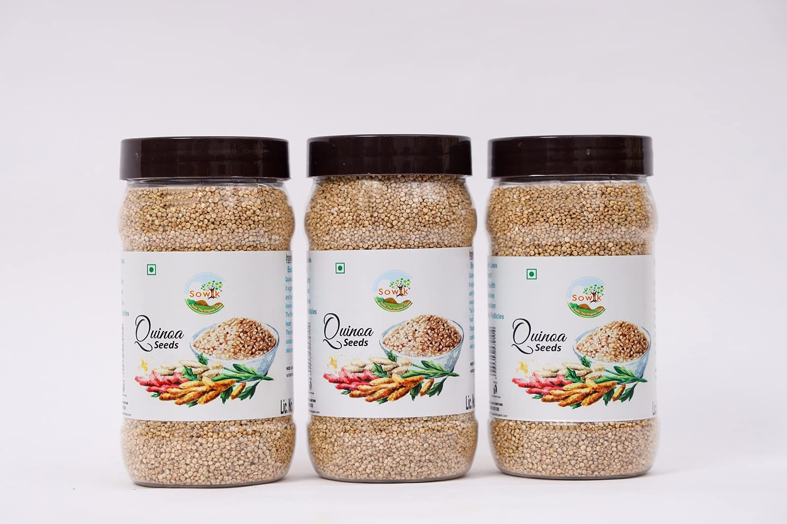 Sowik Raw Unroasted White Quinoa for Weight Loss Management- Pack of 3 (250 gm each), Rich in Protein, Iron, Fiber and Gluten Free