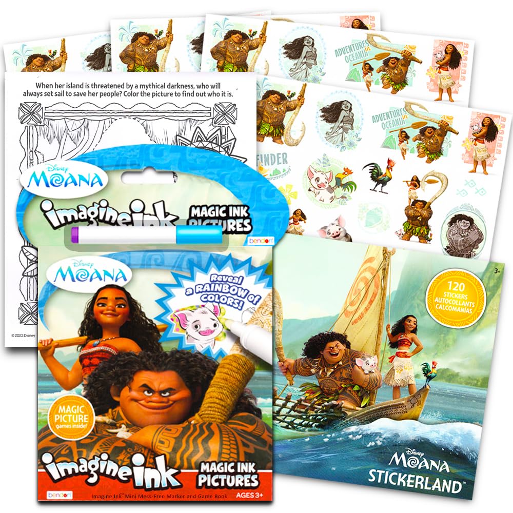 DisneyMoana Coloring and Activity Set -- Moana Imagine Ink Coloring Book and Tattoos (Includes Mess Free Marker