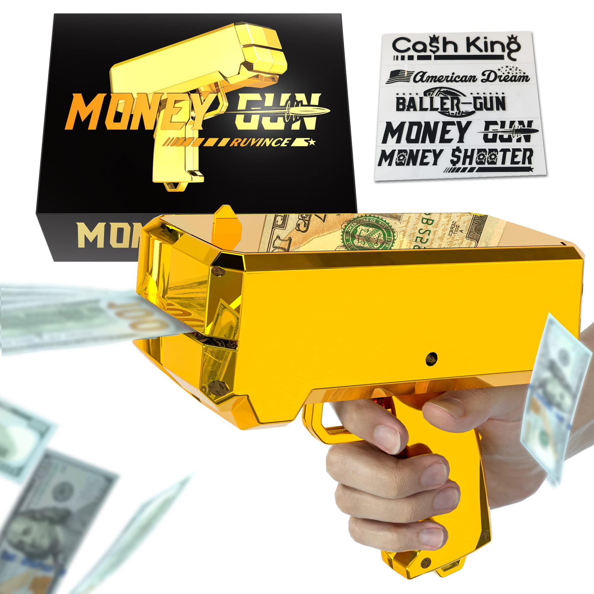 RUVINCE Money Gun Shooter Money Gun for Movies That Look Real, Prop Gun Make it Rain, Handheld Cash Gun for Game Movies Party