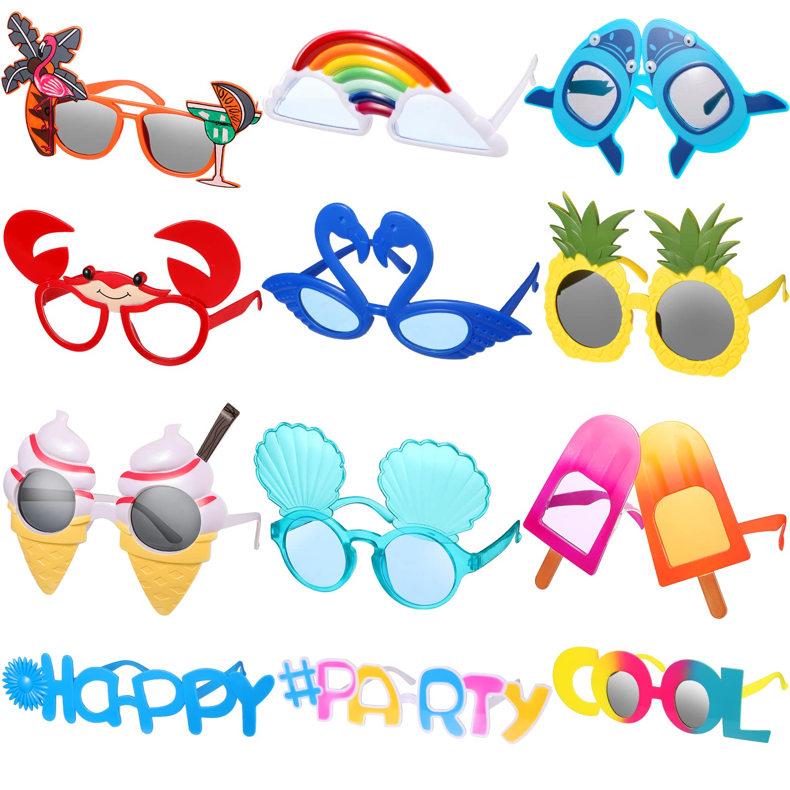 12 Pairs Luau Party Sunglasses Beach Funny Hawaiian Sunglasses Tropical Beach Party Favors Sunglasses