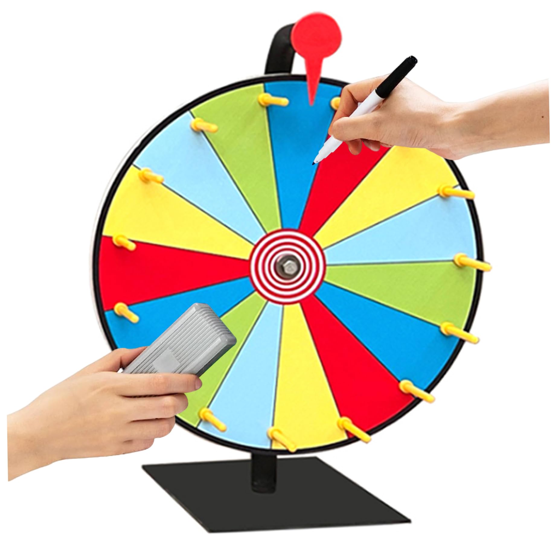 Spin the Wheel Roulette Wheel 11.81 Inch 10 Slots Spinning Wheel Game 5 Colors Reusable Prize Wheel of Fortune Spinner Wheel Dry Erase with Suction Cup Base for Party Carnival Tradeshow