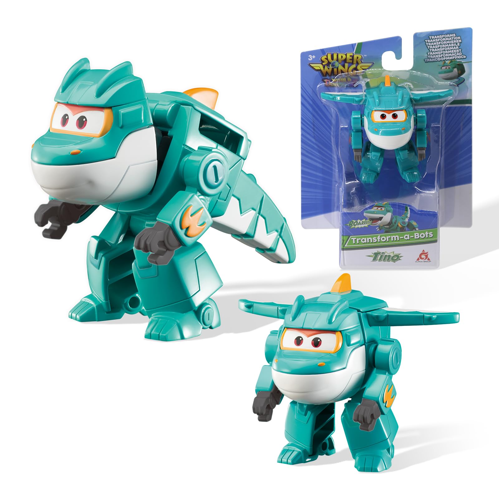 Super Wings Transformer Toys, 2 in Tino Dinosaur Transformer Figures Toys, 2 in 1 Mode Rescue Bots Action Figure Toys for 3-5 Year Old Boys Girls, Plane Toys for Toddlers Kids Age 3 4 5 6 7 8+