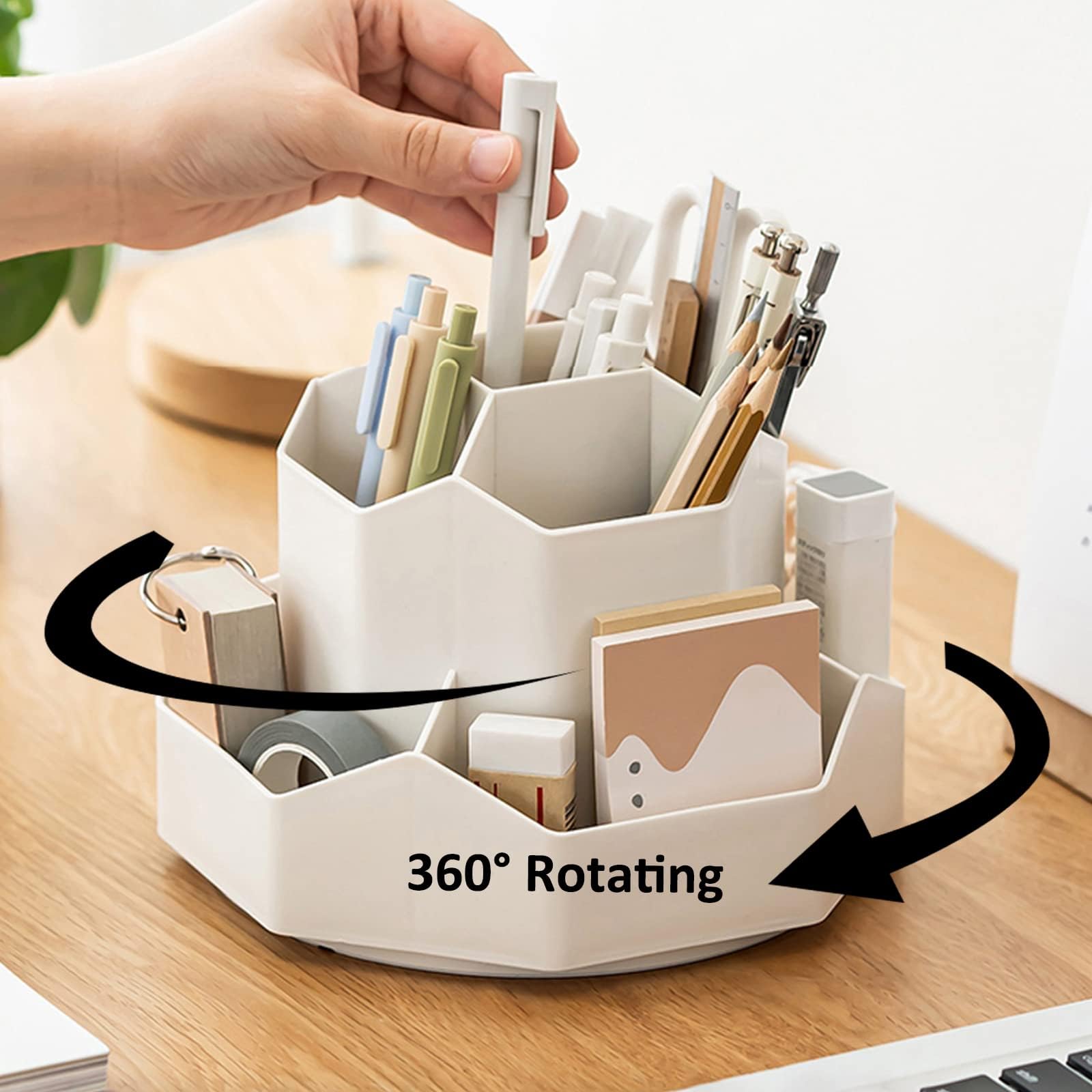 9 Slots 360-Degree Rotating Multi-Functional Pen Holder, Pencil Pen Holder for Desk, Home Office Desktop Organizer, High capacity Pencil Cup Pot, Suitable for Office, School, Home, Art Supply