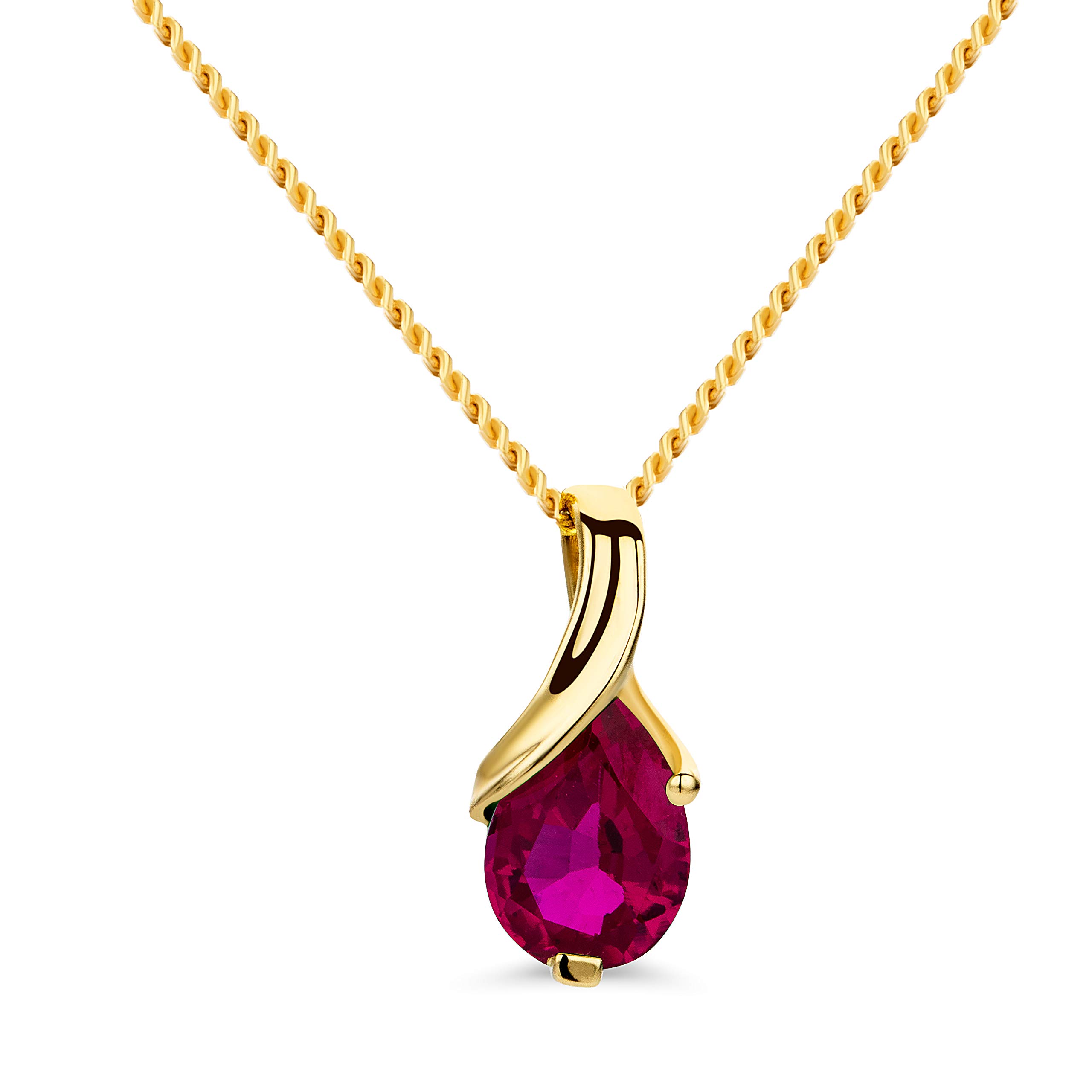 14K White Gold Yellow Gold Necklace for Women - Stunning 585 Womens Pendant with Pear Shaped Ruby/Sapphire/Emerald/Topaz/Amethyst Pendant - Elegant Jewelry for Women