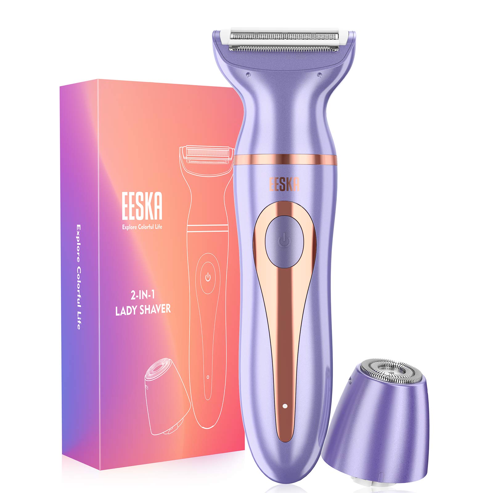 2-in-1 Electric Razor for Women, EESKA Electric Shaver for Women Cordless for Women Face, Legs and Underarm, Portable Bikini Trimmer IPX7 Waterproof Wet and Dry Hair Removal, Type-C USB Recharge…