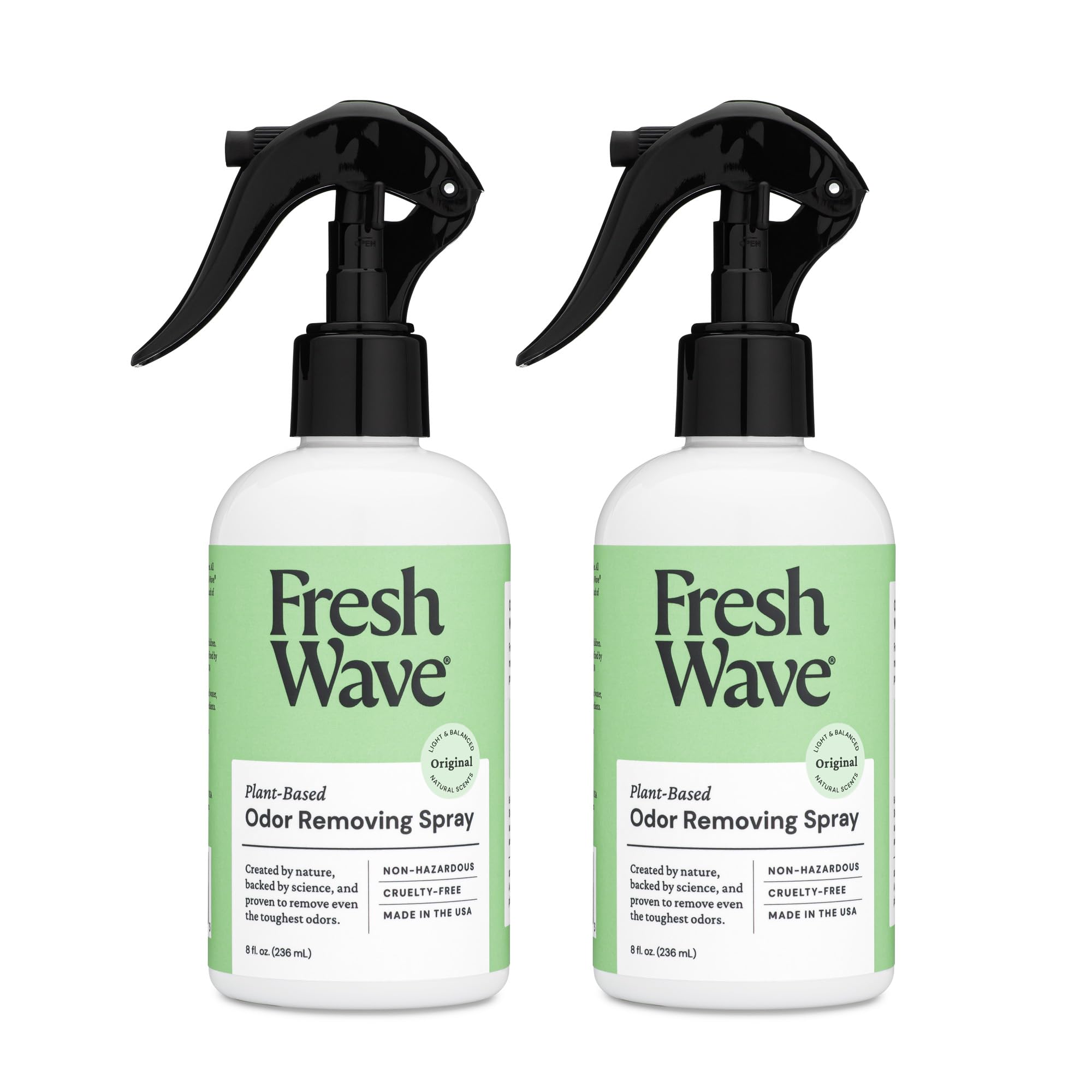 Fresh Wave Odor Eliminator Spray & Air Freshener, 8 oz., Pack of 2 - Odor Absorbers for Home, Safer Odor Relief, Natural Plant-Based Odor Eliminator, For Furniture, Fabrics & Trash