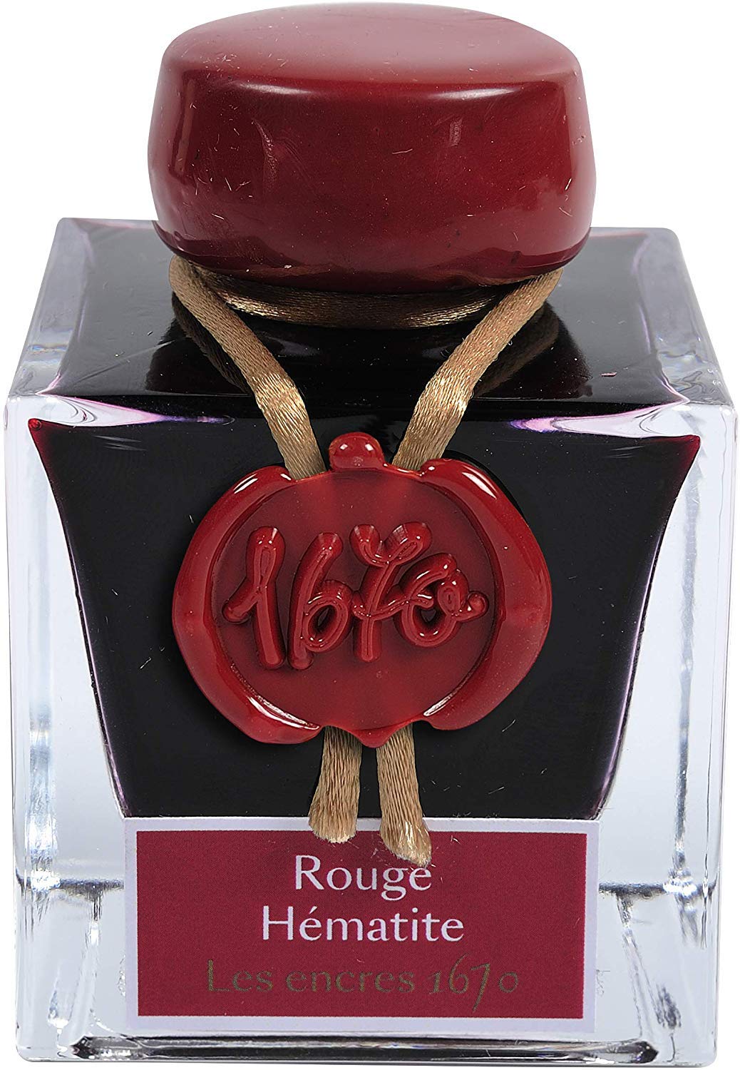 Herbin 15026JT- Bottle of 1670 Gold Glitter Ink for Fountain Pen, Rollerball, Glass Nib and Nib Holder 50 ml, Rouge Hématite