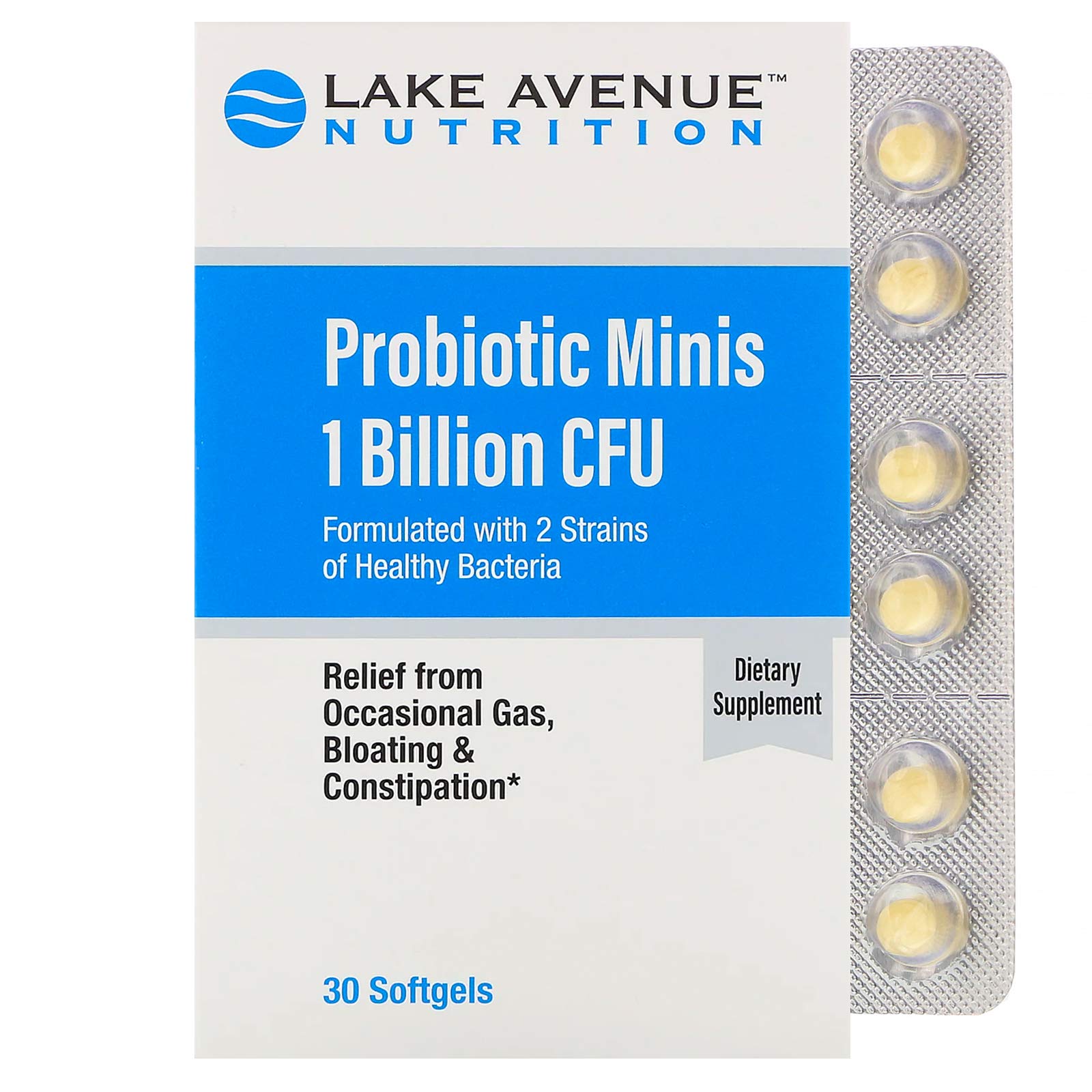 Lake AvenueProbiotic Minis, 2 Strain Blend, 1 Billion CFU, 30 Softgels, Nutrition