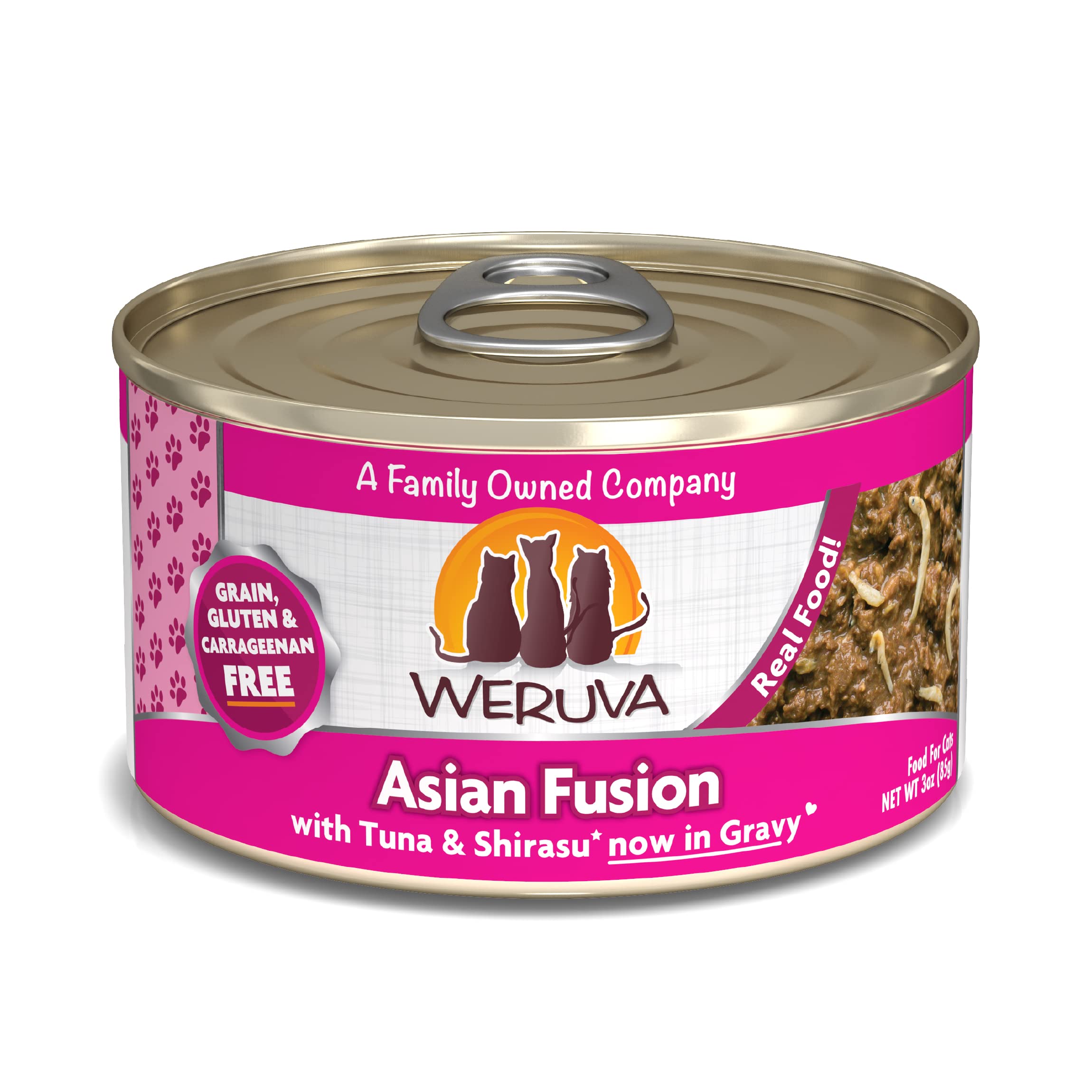 WeruvaClassic Cat Food, Asian Fusion with Tuna & Shirasu in Gravy, 3oz Can (Pack of 24)