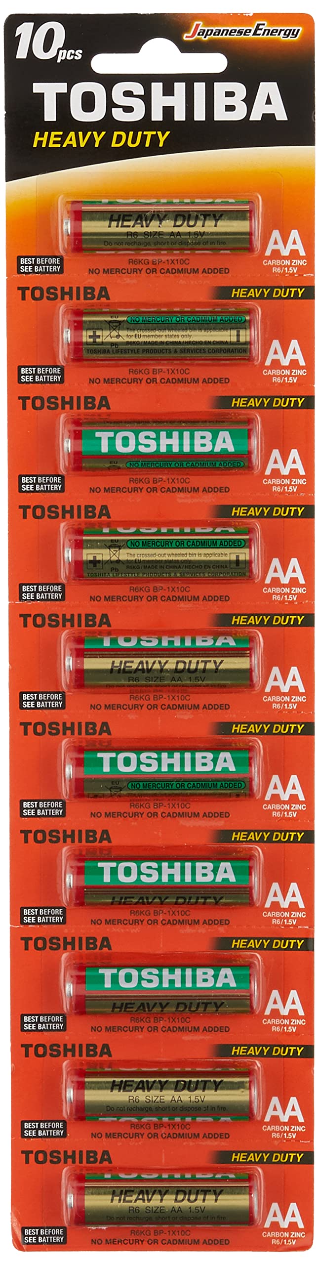 Toshiba Heavy Duty AA 10 Pcs Battery Pack