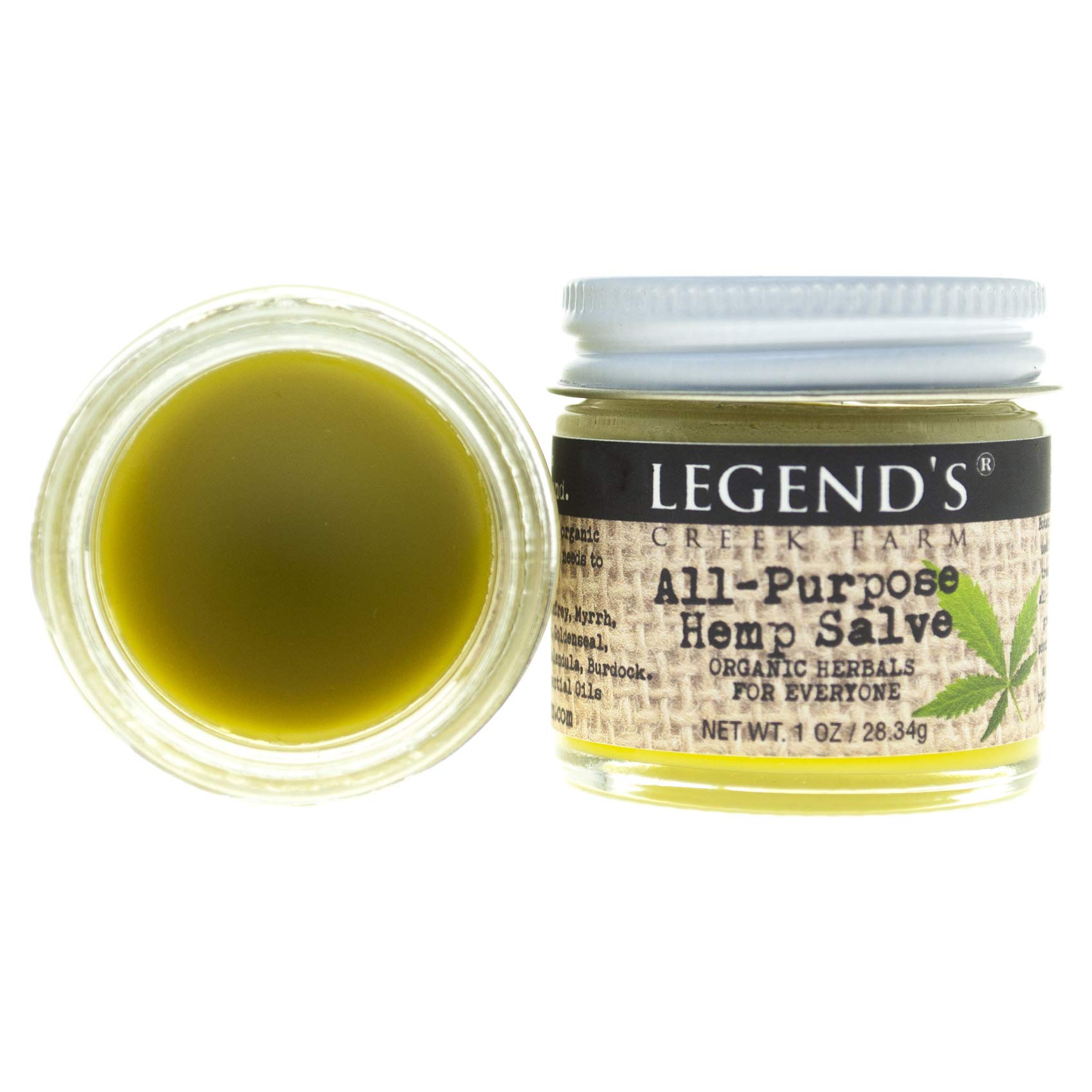 Legend's Creek Farm Herbal Salve - Healing Ointment with Hemp Oil, Comfrey, & Myrrh- Natural Balm for Chapped Skin, Scrapes, & Rashes - 1Oz Organic Healing Balm Handmade in USA (All-Purpose Hemp S.)