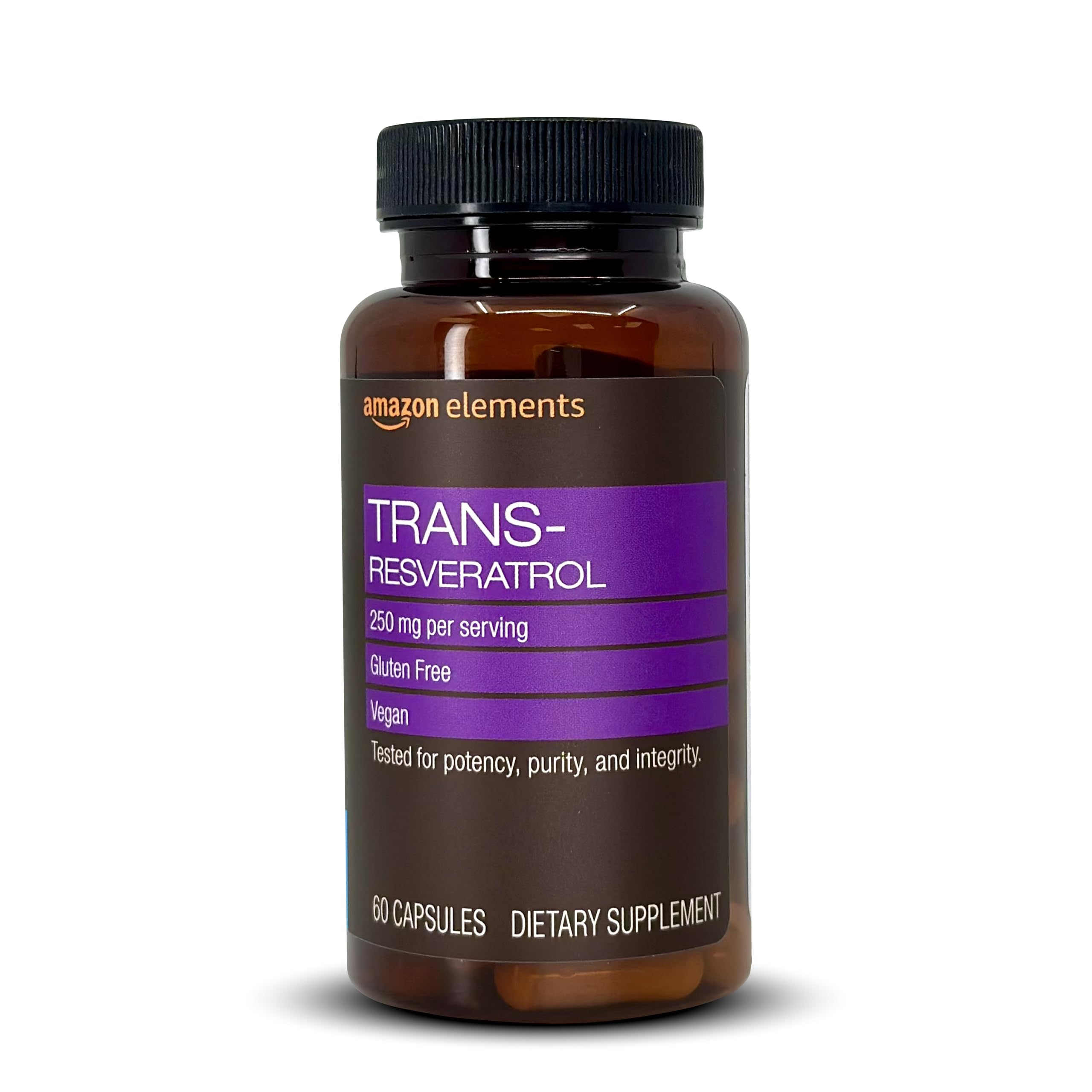 Amazon Elements Trans-Resveratrol, 250 mg, 60 Capsules, 2 Month Supply, Vegan