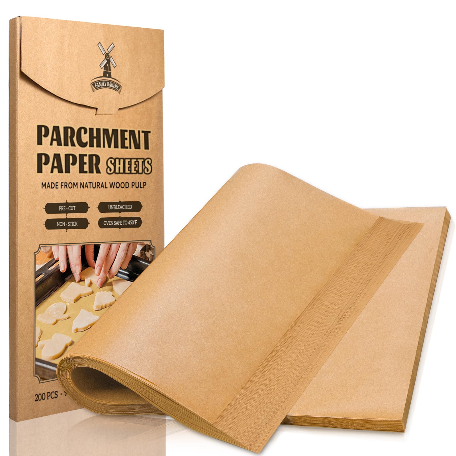 Hiware 200 Pieces Parchment Paper Baking Sheets 9x13 Inches, Precut Non-Stick Parchment Paper for Baking, Cooking, Grilling, Frying and Steaming - Unbleached, Fit for Quarter Sheet Pans