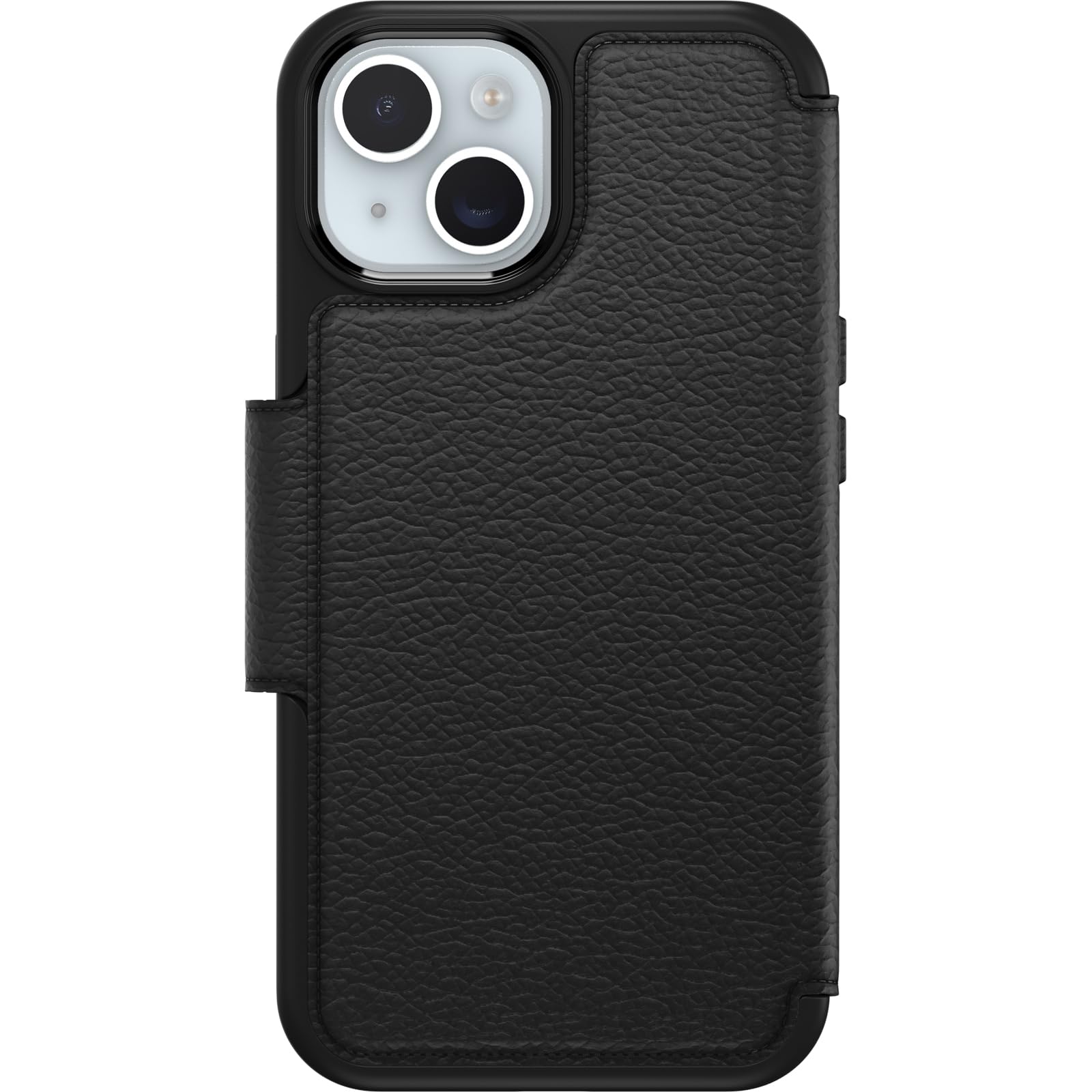 OtterboxStrada Case for iPhone 15 for MagSafe, Shockproof, Drop proof, Premium Leather Protective Folio with Two Card Holders, 3x Tested to Military Standard, Black, No Retail Packaging