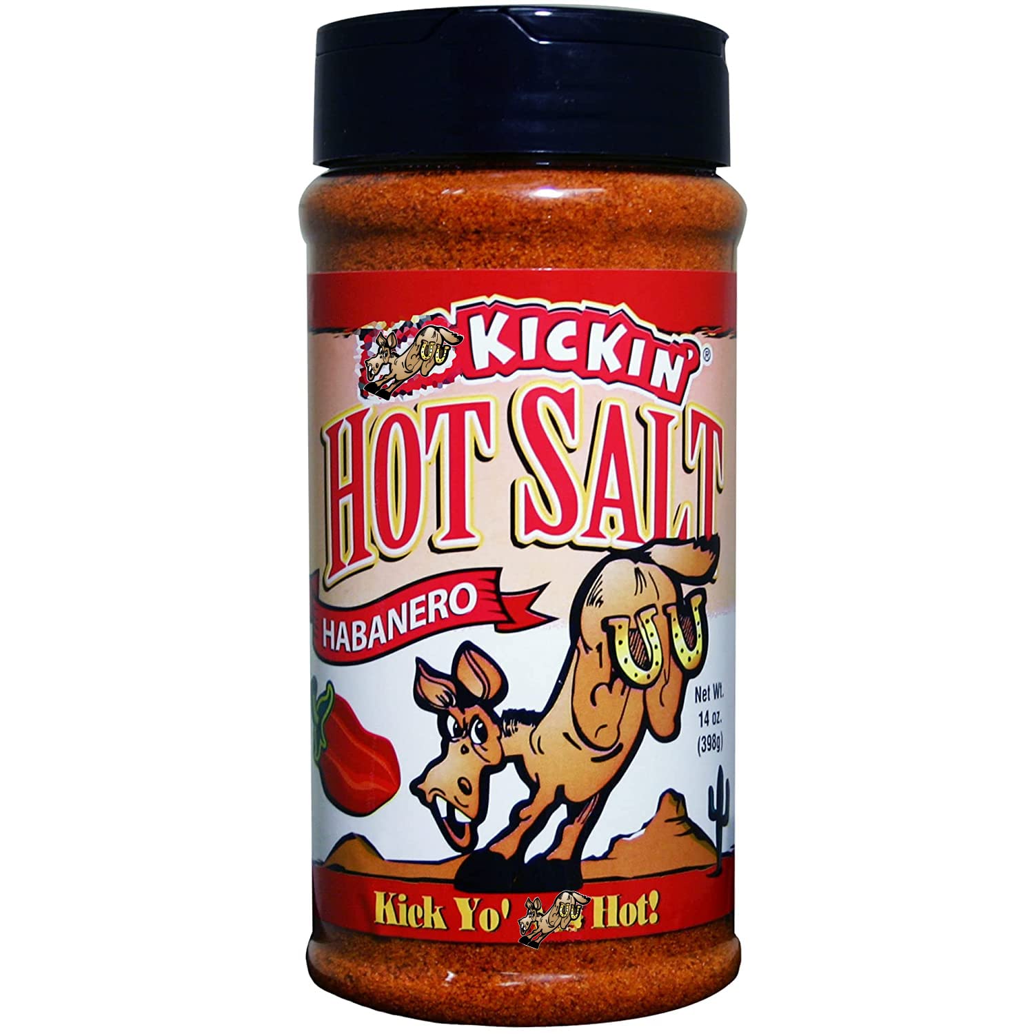 ASS KICKIN'Habanero Hot Spicy Salt - 14oz. Shaker Jar - Perfect Flavored Salt for Popcorn Seasoning, Margarita Salt and French Fry Seasoning - Premium Gourmet Gift