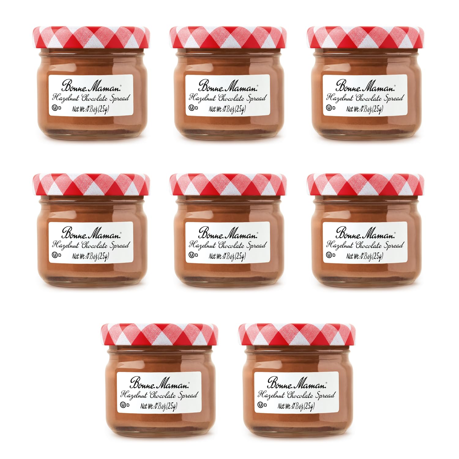 Gift Box of 8 Bonne Maman Hazelnut Chocolate Spread Mini 0.8 oz. Jars