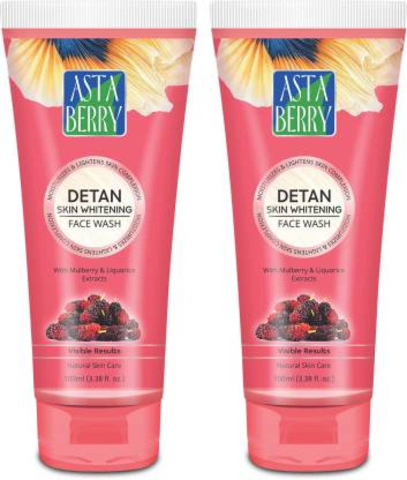 Astaberry De-tan Skin Whitening Face Wash for skin Brightening & tone - It deep cleanses the skin | removes dead cells | Helps Reduce Tanning- (Pack of 2 (100ml X 2))