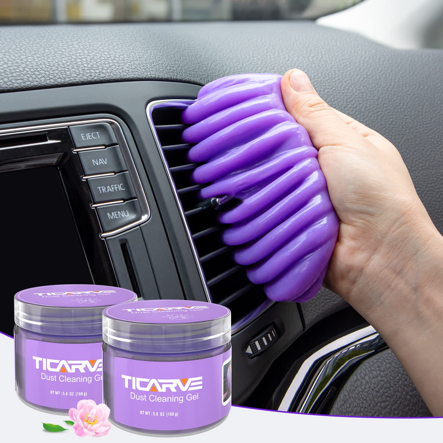 TICARVE 2Pack Cleaning Gel for Car Putty Car Vent Cleaner Cleaning Putty Gel Auto Tools Car Interior Cleaner Dust Mud for Cars and Keyboard Cleaner Slime Purple (320g/11.2oz)