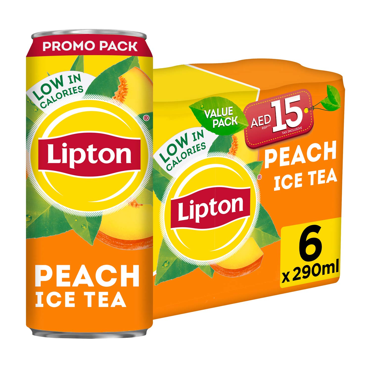 Lipton Ice Tea Lipton Peach Ice Tea, Non Carbonated Low Calories Refreshing Drink,290mlx6, 6 X 290 ml