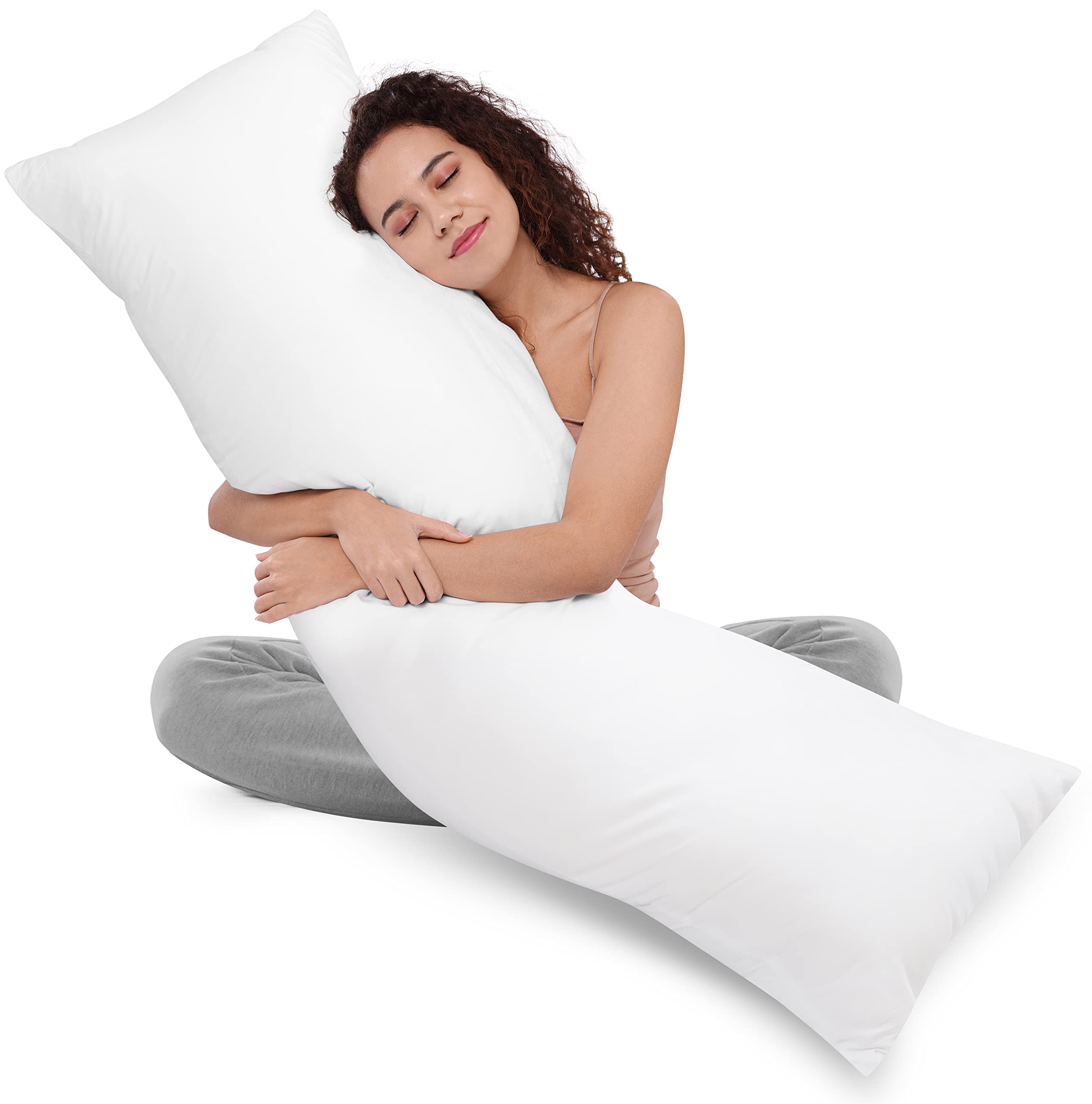 Utopia Bedding Ultra Soft Body Pillow - Long Side Sleeper Pillows For Use During Pregnancy - 100% Cotton Cover with Soft Polyester Filling (Single Pack)