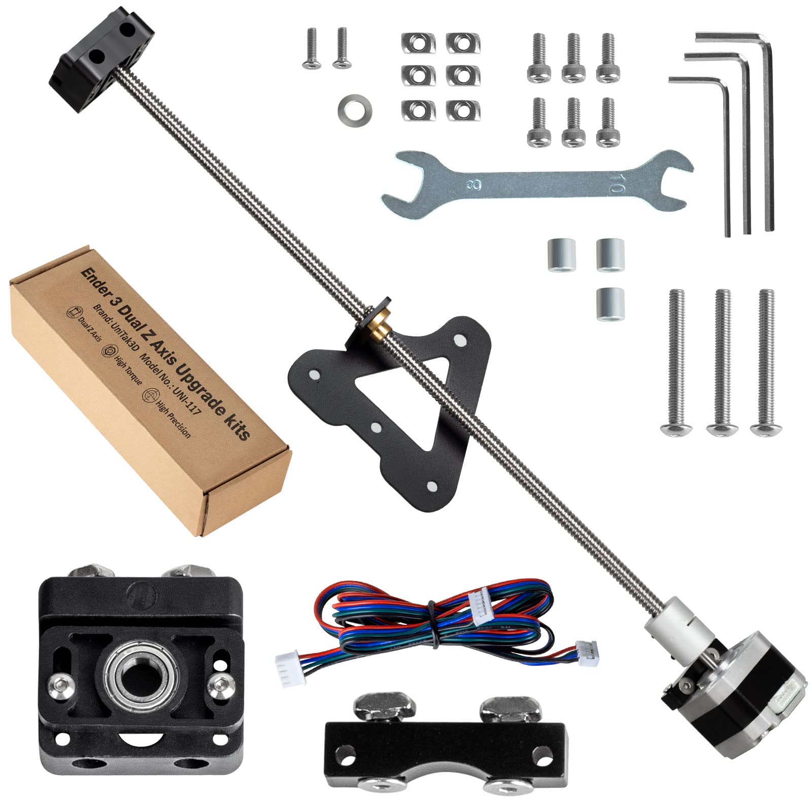 UniTak3D Dual Z Axis Upgrade Kit with T8 Lead Screw and High Torque Nema 17 Stepper Motor Accessories Compatible with Creality Ender 3 V2,Ender 3 Pro,Ender 3,Compatible with Voxelab Aquila 3D Printers