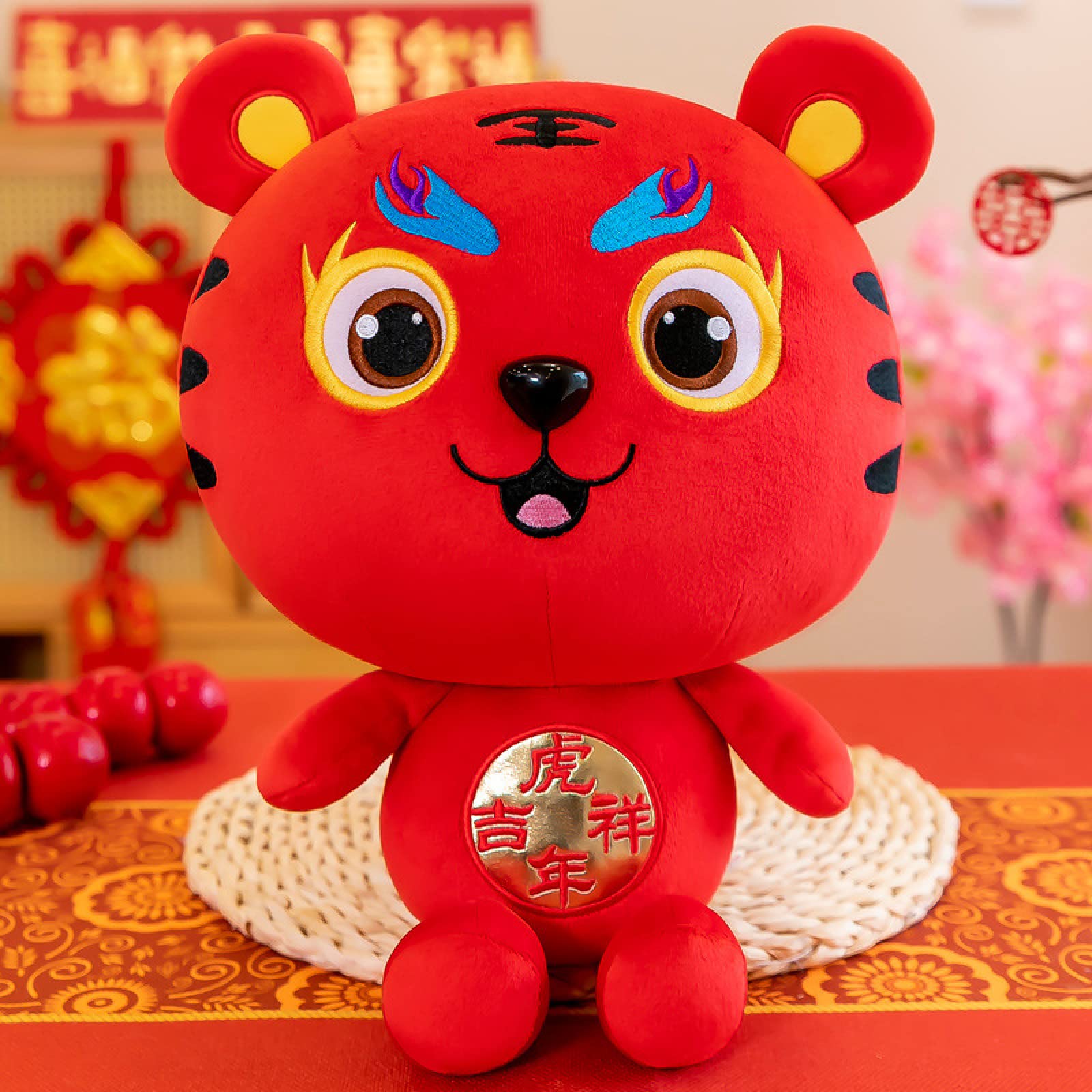 LZHsport Doll Tang suit tiger plush toy zodiac Fuhu doll doll,Xiangyun Tiger-Red