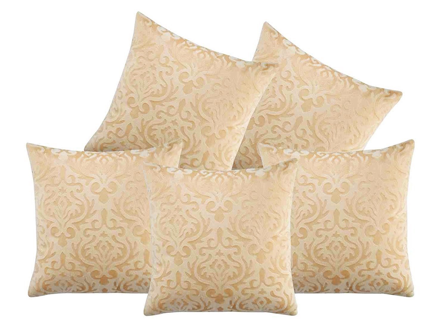 CLOUDTAILNET Cushion Covers Set of 5,16x16 inch (Beige, Velvet)