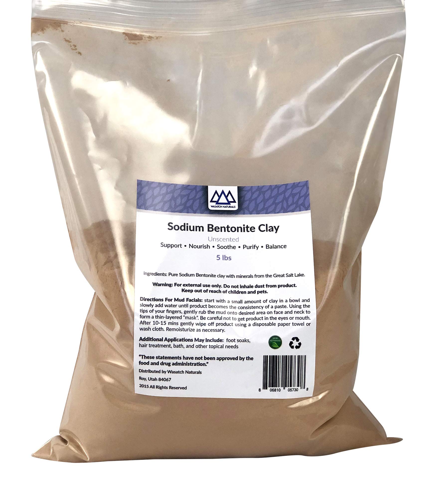 All Natural Sodium Bentonite Clay with Minerals From The Great Salt Lake 50 Lbs - Wasatch Naturals