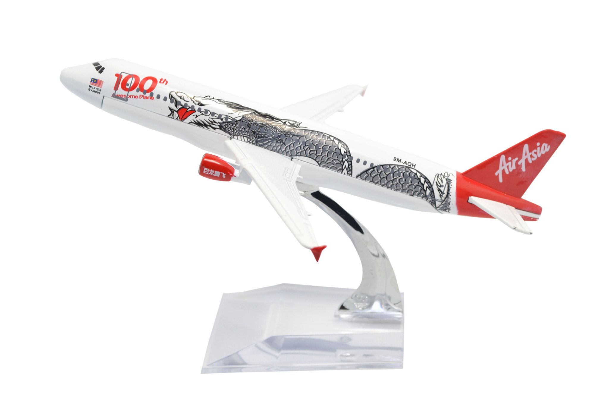 TANG DYNASTY(TM) 1:400 16cm AIR Asia Air Bus A320 100th Dragon Metal Airplane Model Plane Toy Plane Model