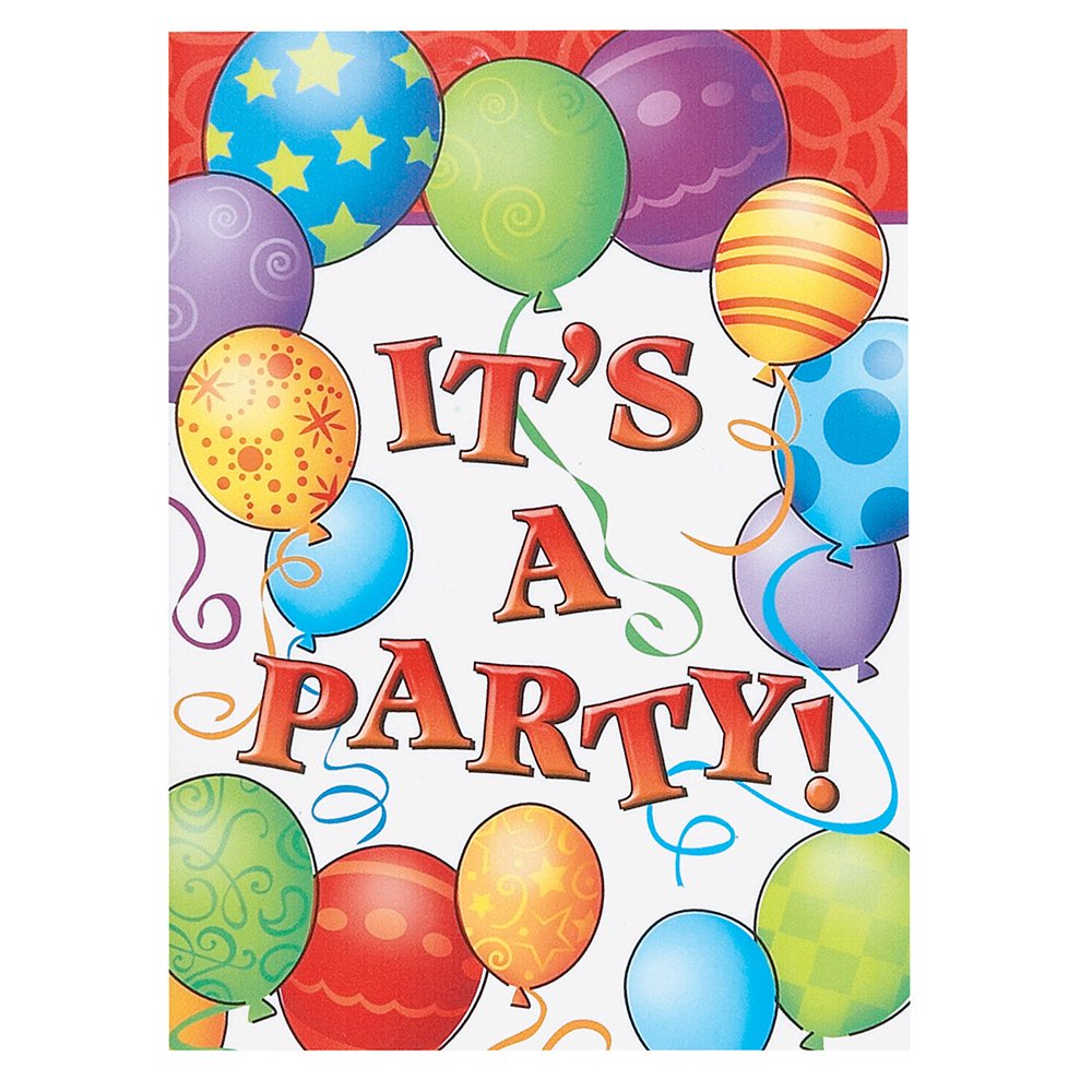 unique party23614 - Birthday Balloons Party Invitations, Pack of 8